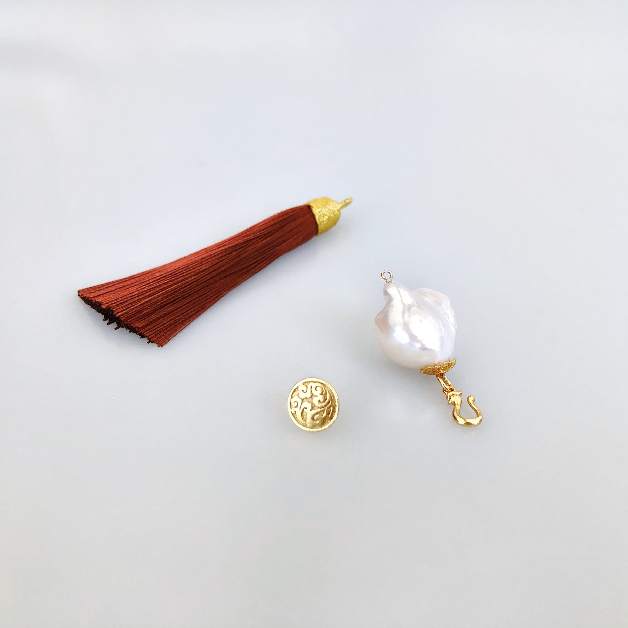 Large Baroque Pearl Royal Blue Silk Tassel Earrings - Yun Boutique