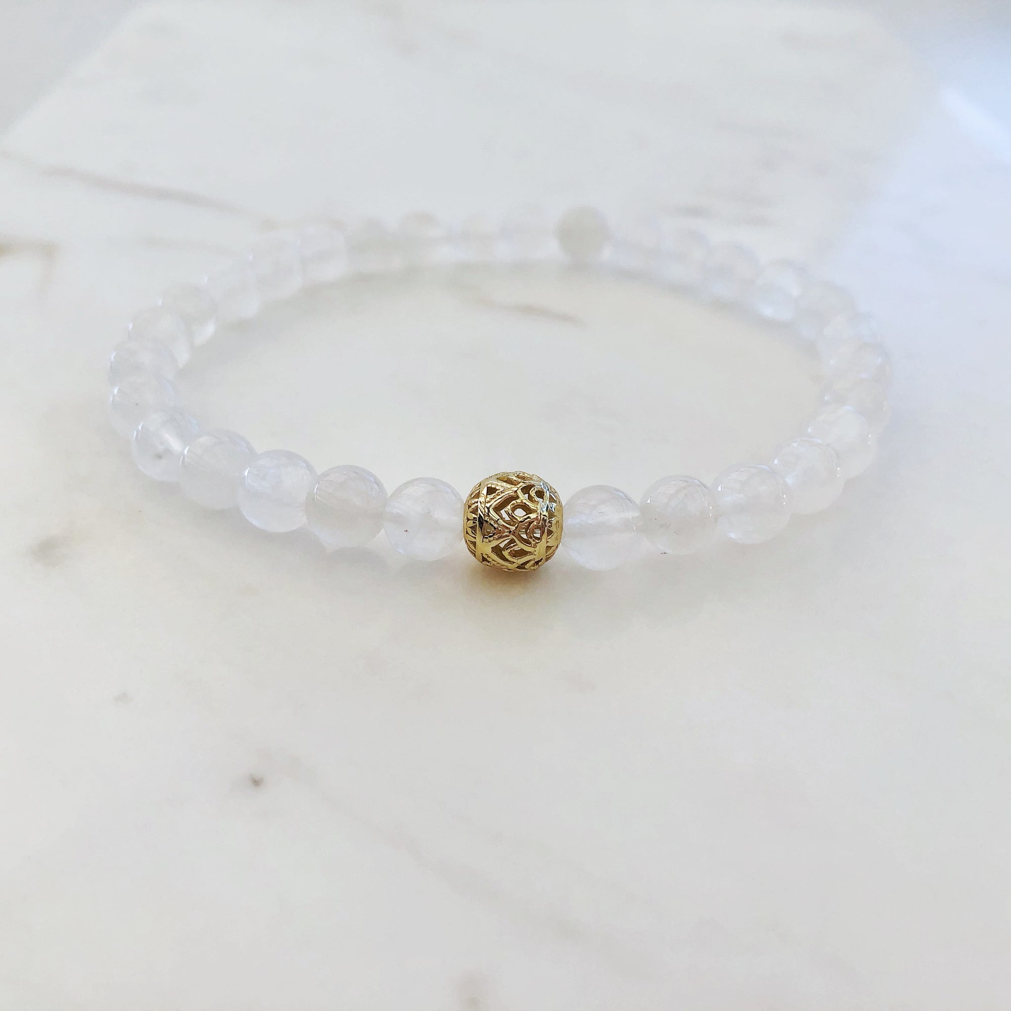 Beaded Moonstone Lotus Bracelet