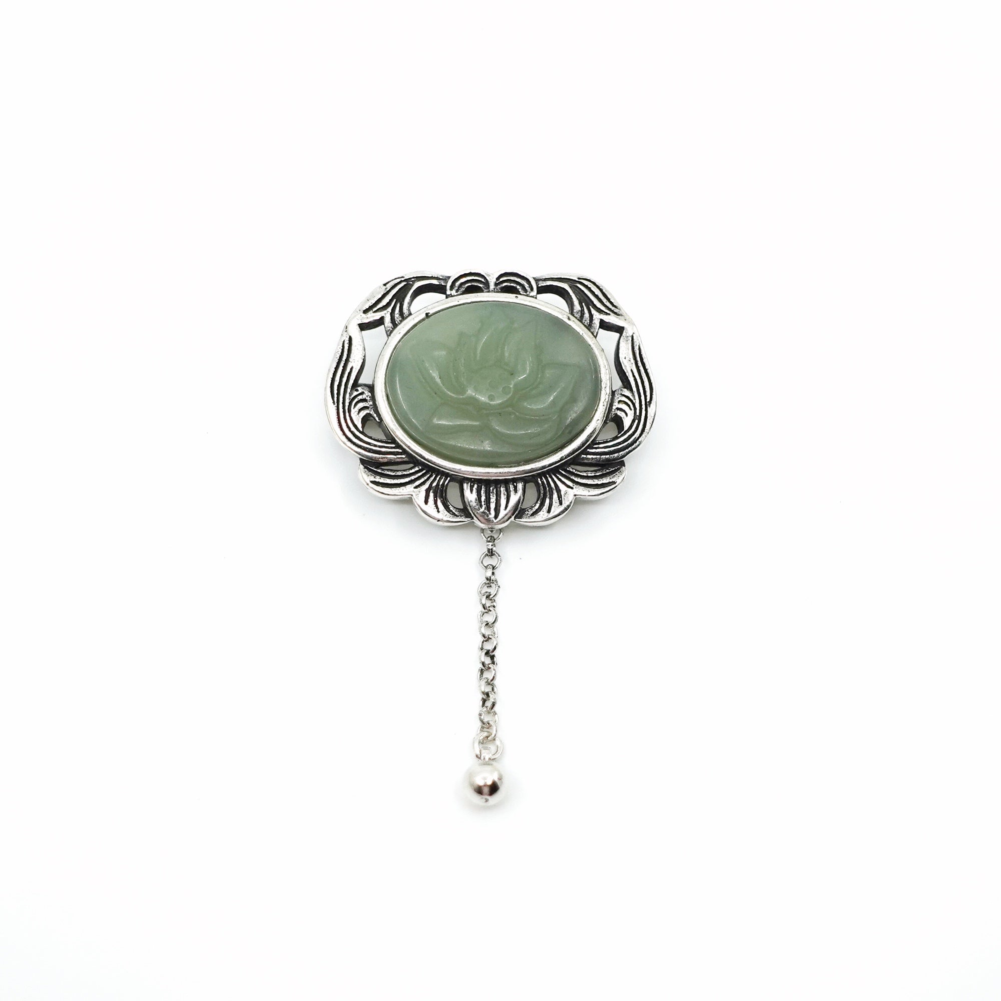 Hetian Nephrite Jade Lotus Brooch - Yun Boutique