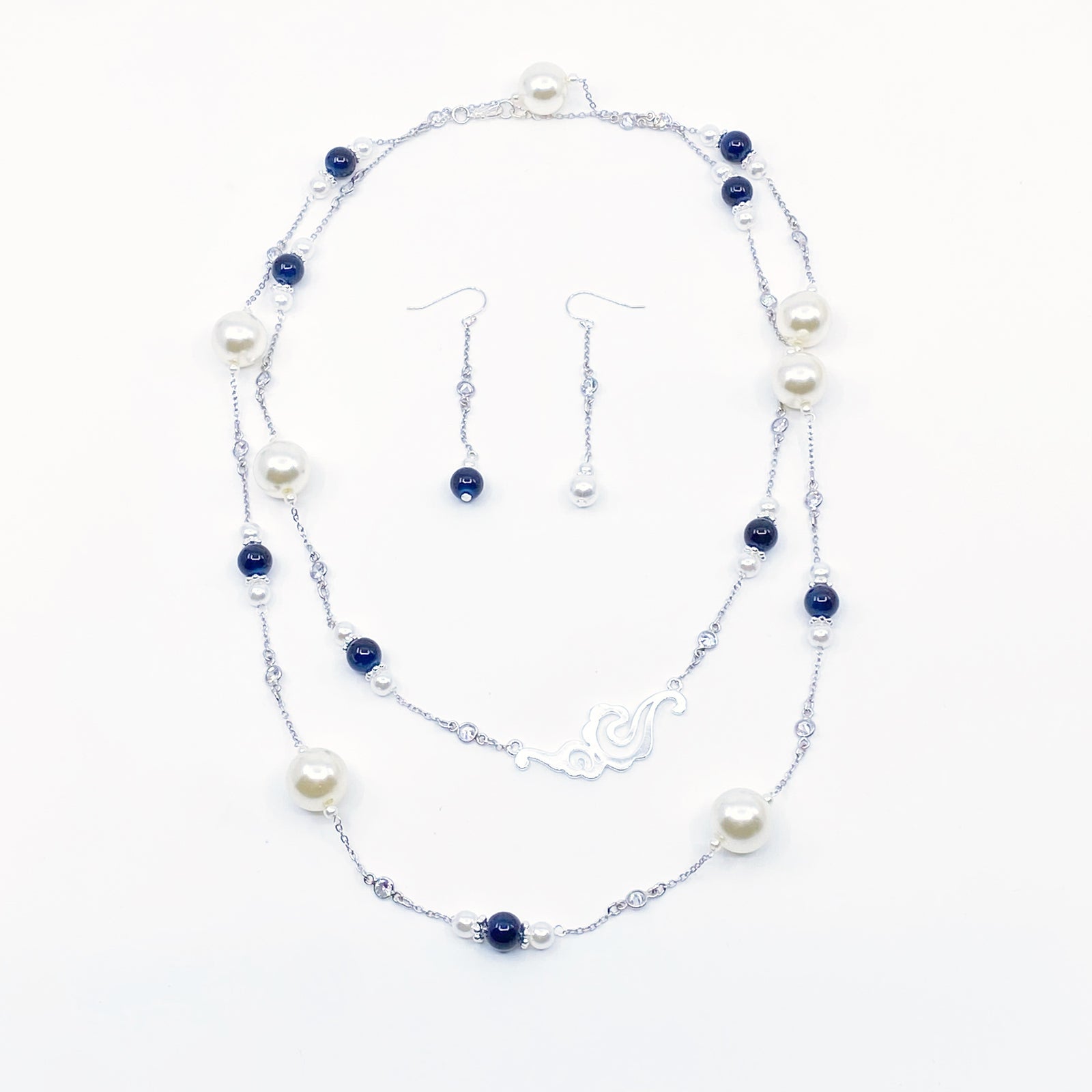 The Nine Blue Agate and Pearl Long Necklace - Yun Boutique