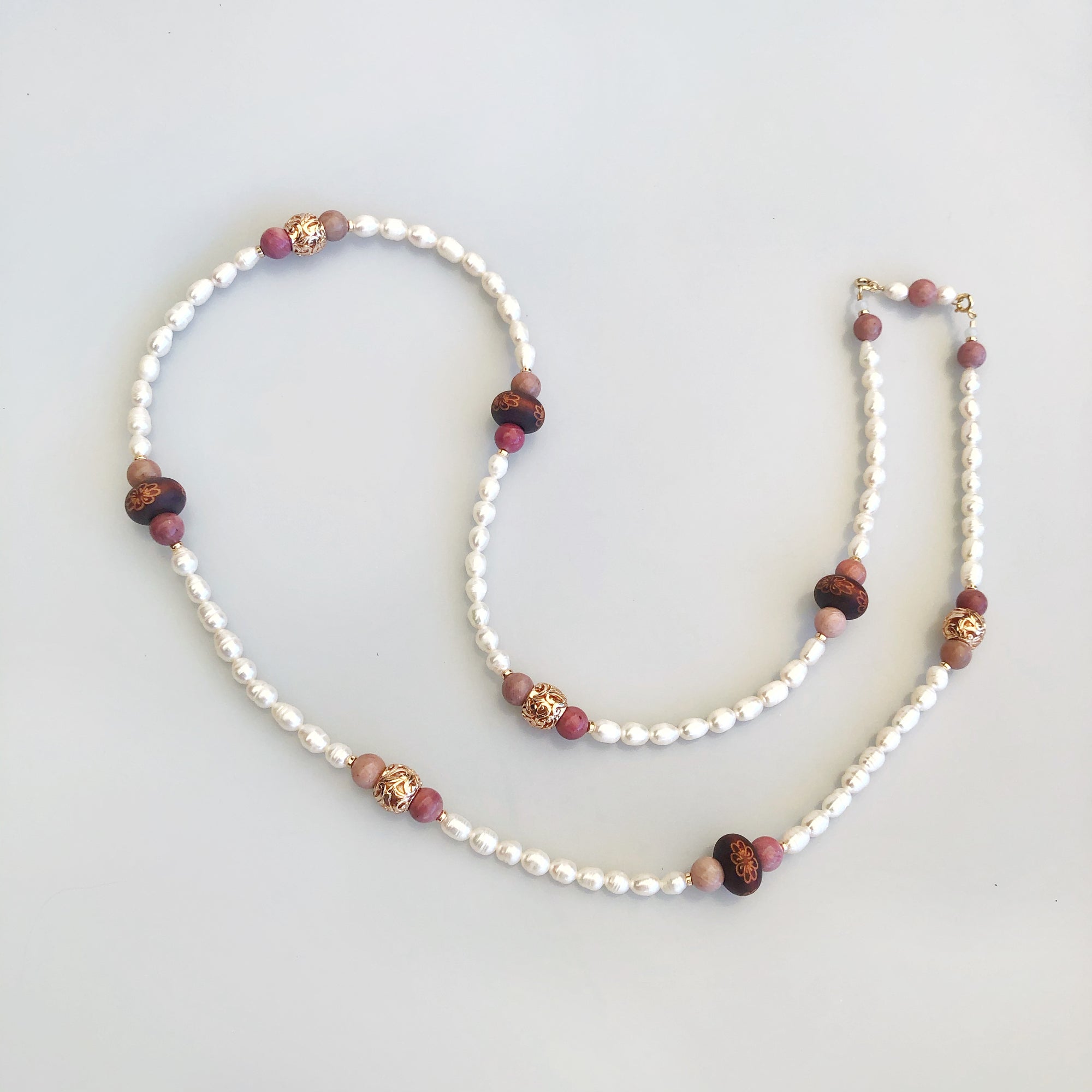 Multi-style Baroque Pearl Lariat Necklace Set with Red Tassels - Yun Boutique