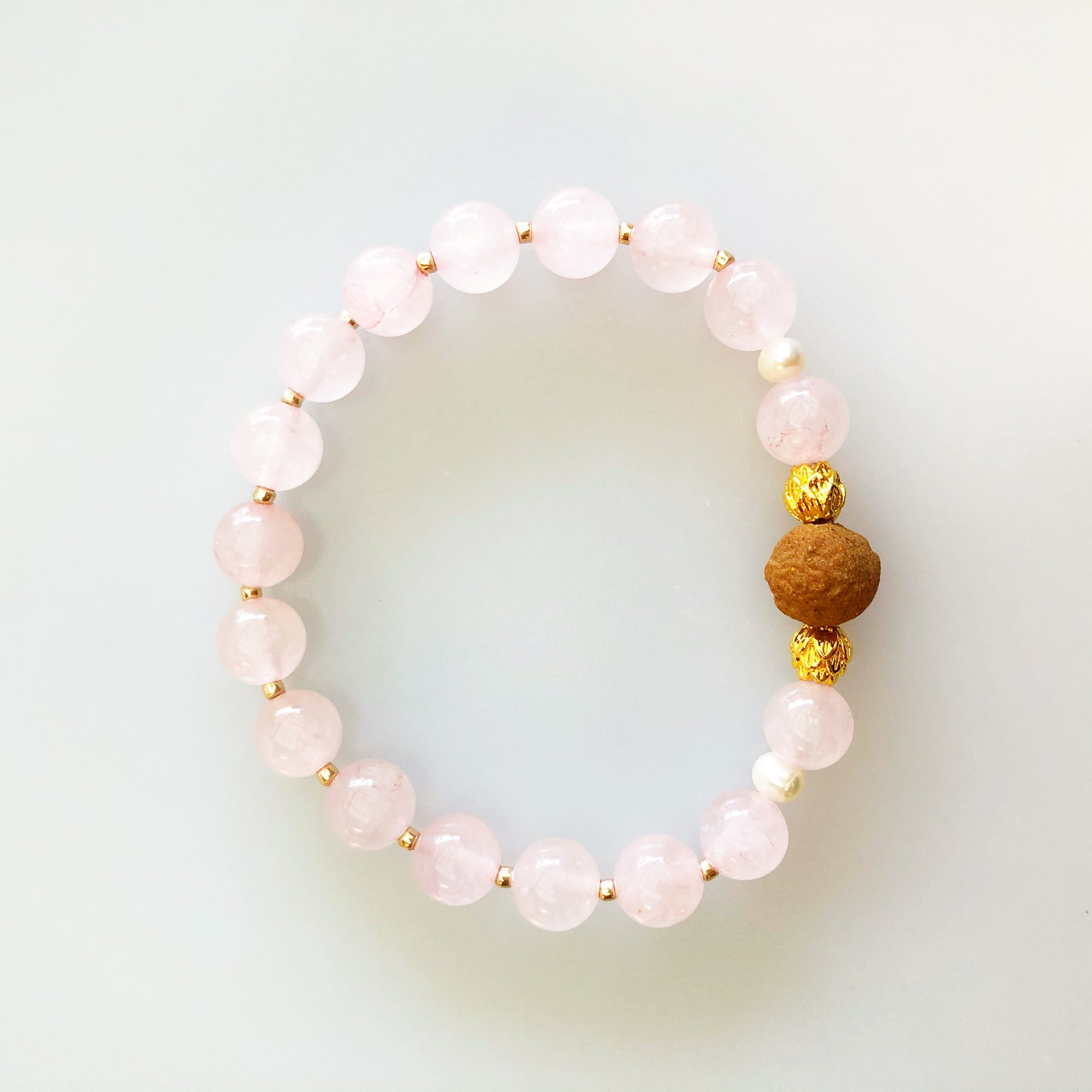 Beaded Rose Quartz Herbal Bracelet