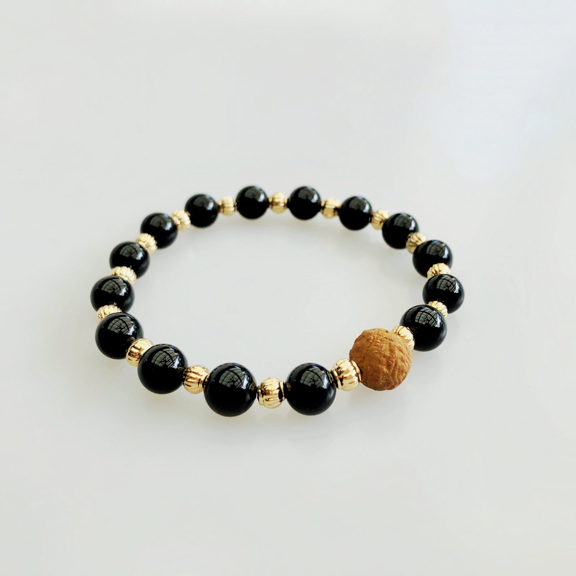 Vintage Style 8mm Obsidian Herbal Bracelet