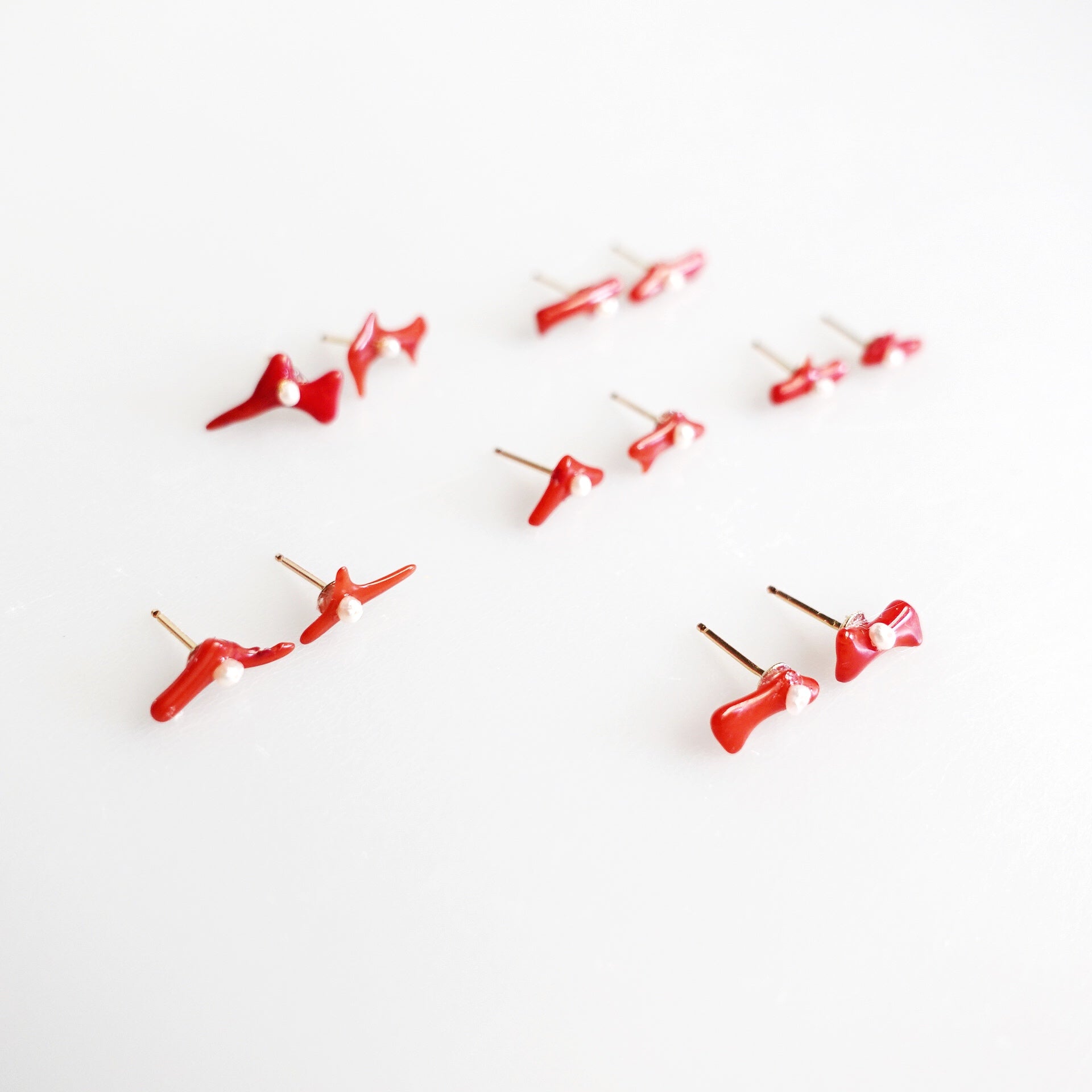 Natural Red Coral Studs - Yun Boutique