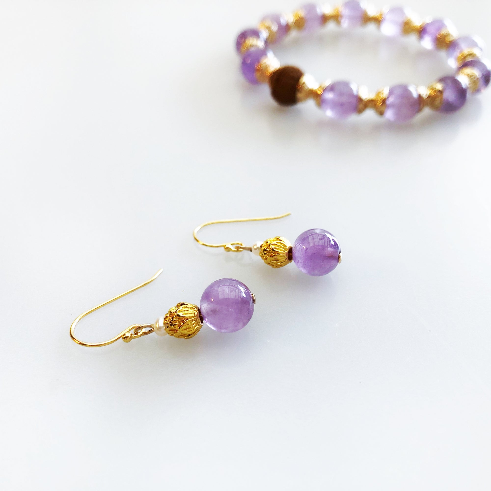 Amethyst Lotus Earrings