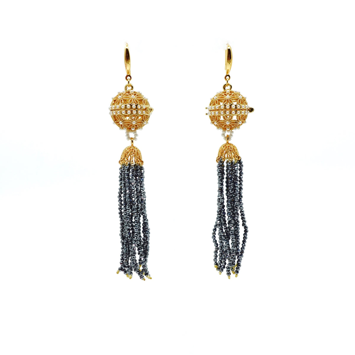 Herbal Locket Crystal Tassel Earrings - Terahertz Stone - Yun Boutique