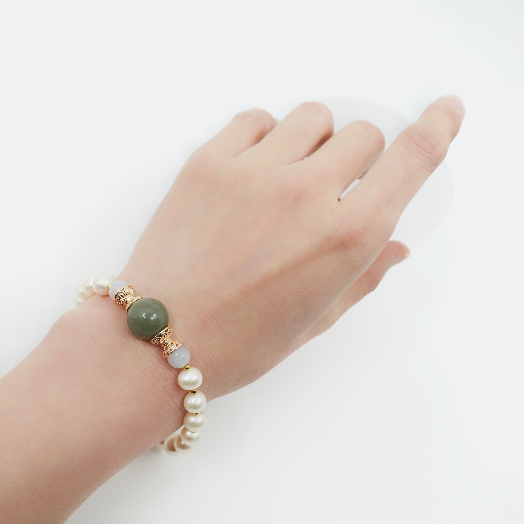 Fresh Water Pear and Jadeite Bracelet 16cm - Yun Boutique