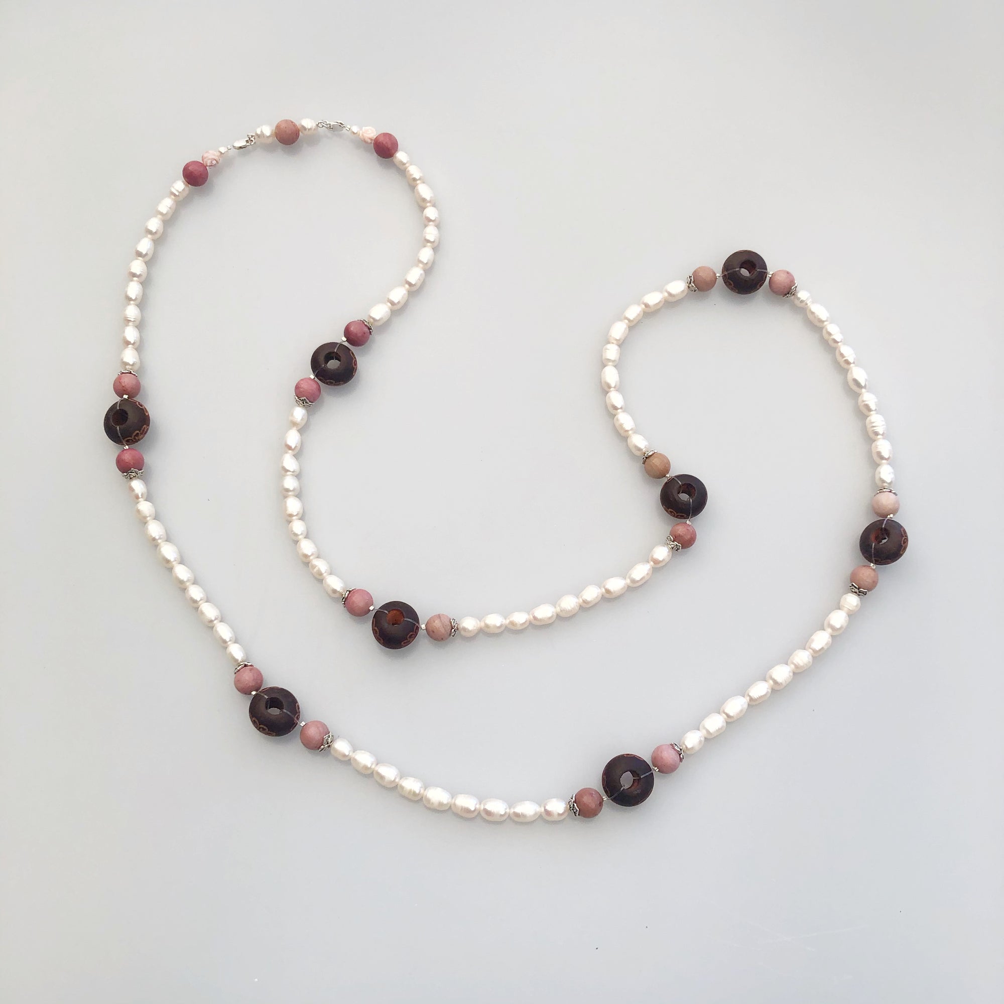 Multi-style Baroque Pearl Lariat Necklace Set with Red Tassels