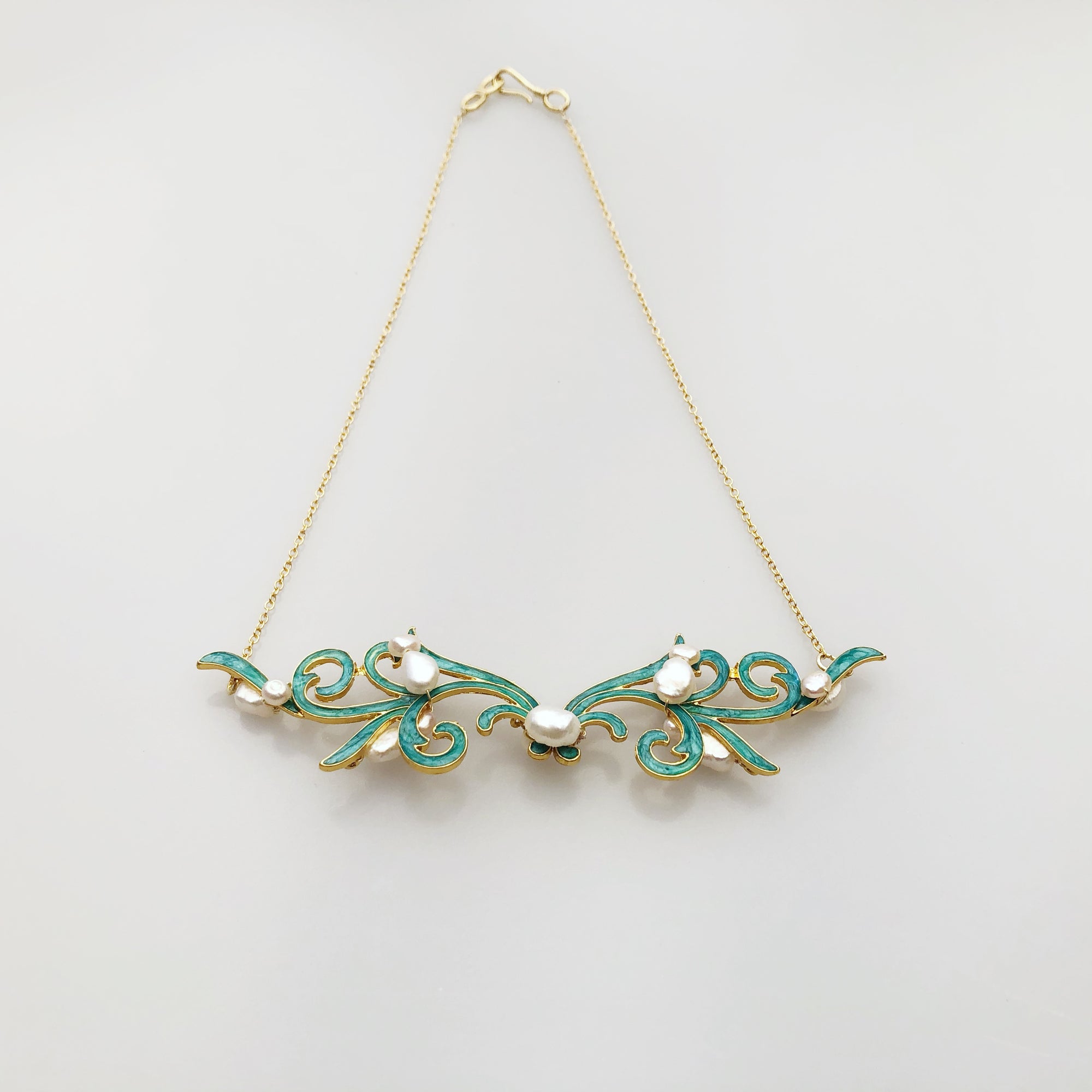 Gold Enamel Wing Necklace