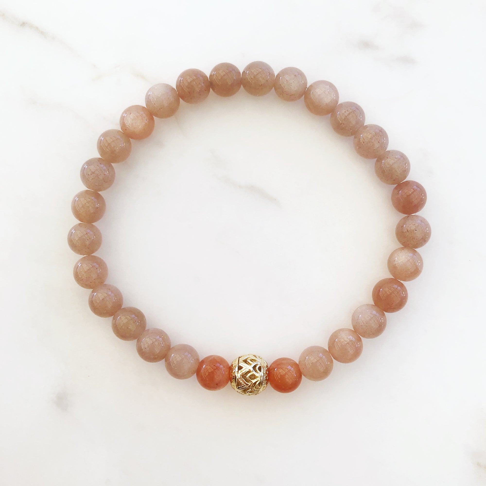 Beaded Sunstone Lotus Bracelet