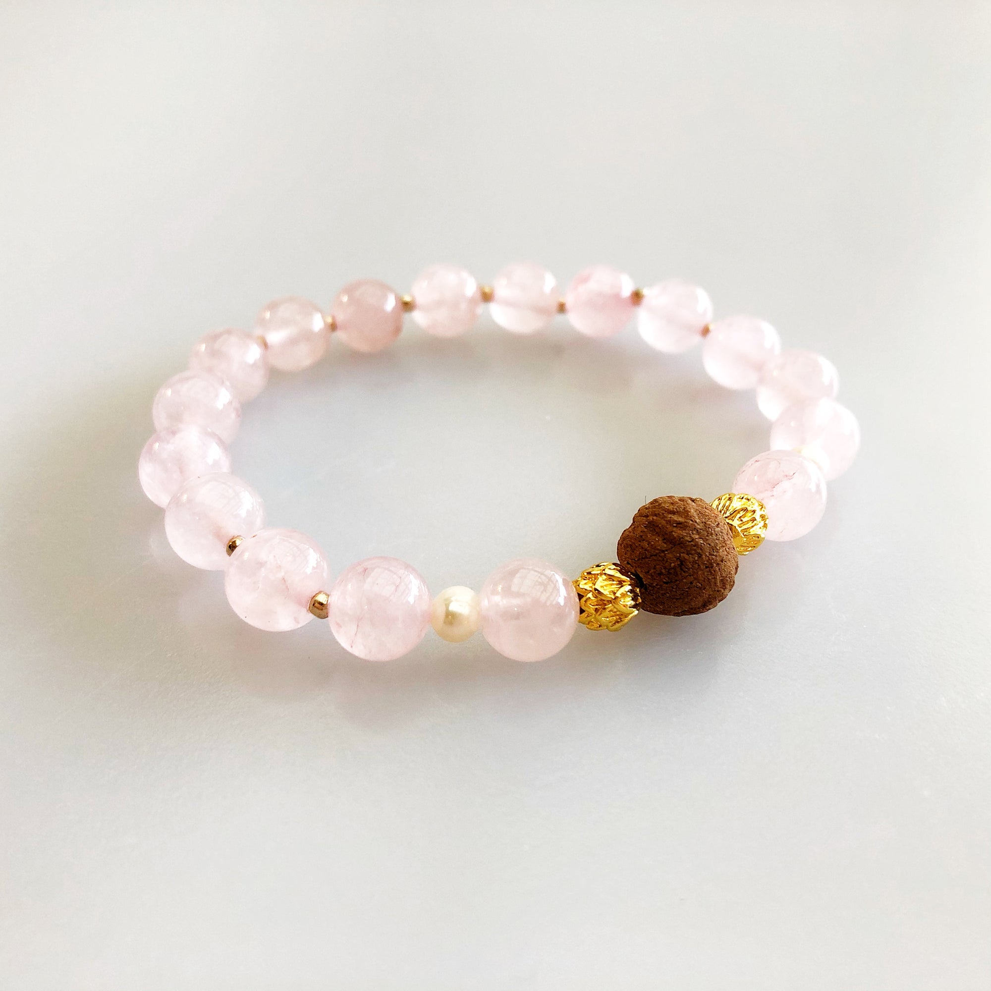 Beaded Rose Quartz Herbal Bracelet