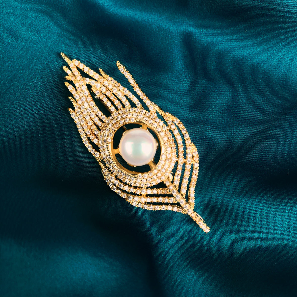 Gold Plated Phoenix Zircon Brooch Pendant