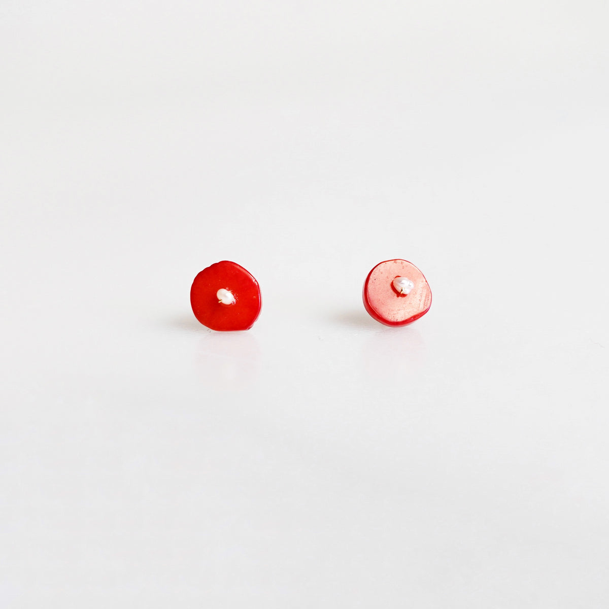 Red Coral Button Studs - Yun Boutique