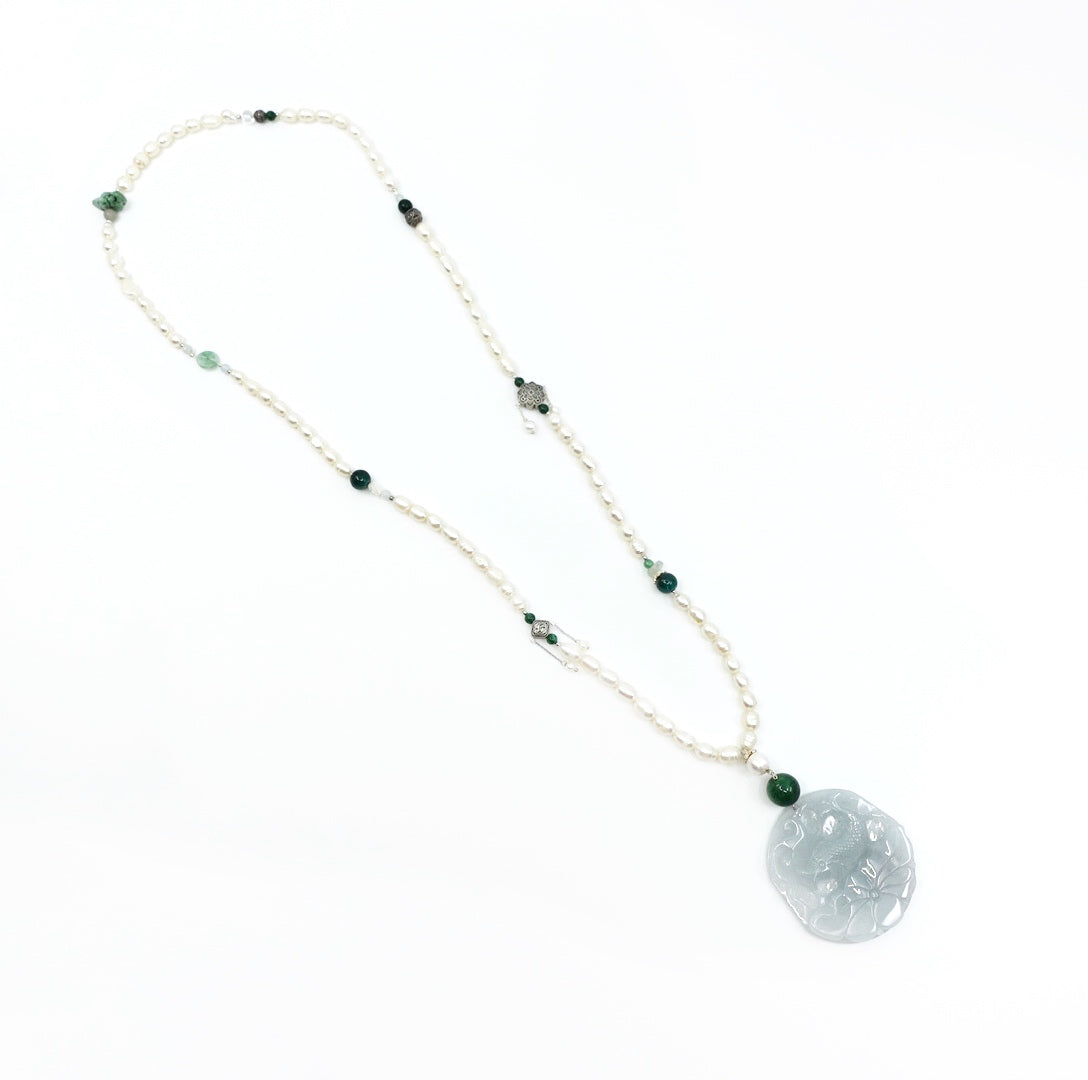 Beaded Long Pearl Pendant Necklace - Yun Boutique