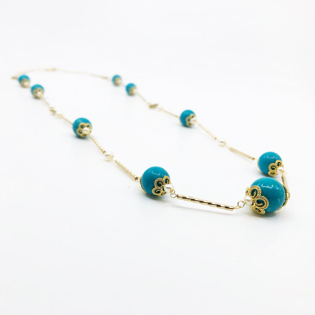 Generation Gems Sterling Sonoran Turquoise Station Necklace - QVC.com