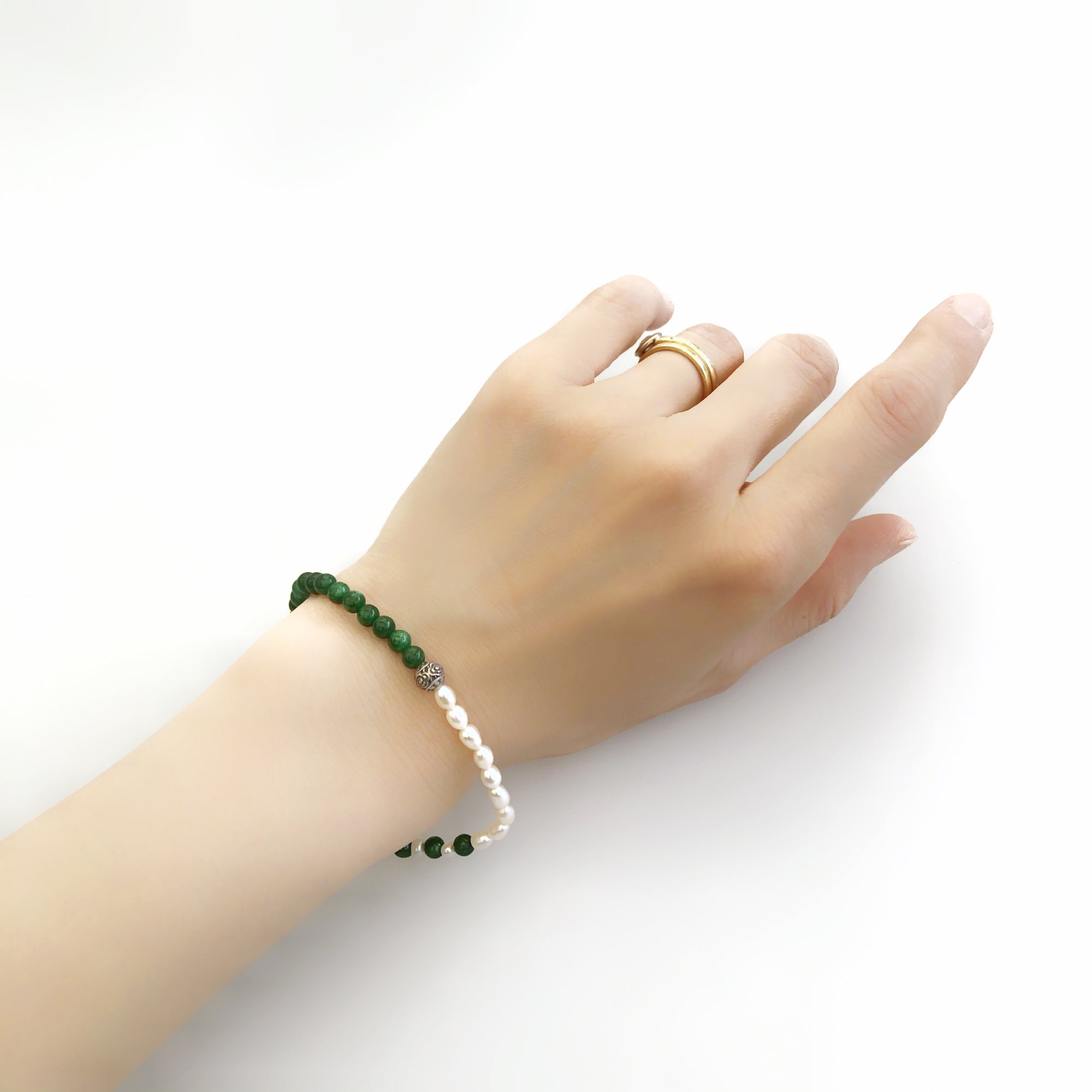 Transition Jadeite and Pearl Auspicious Clouds Bracelet - Yun Boutique