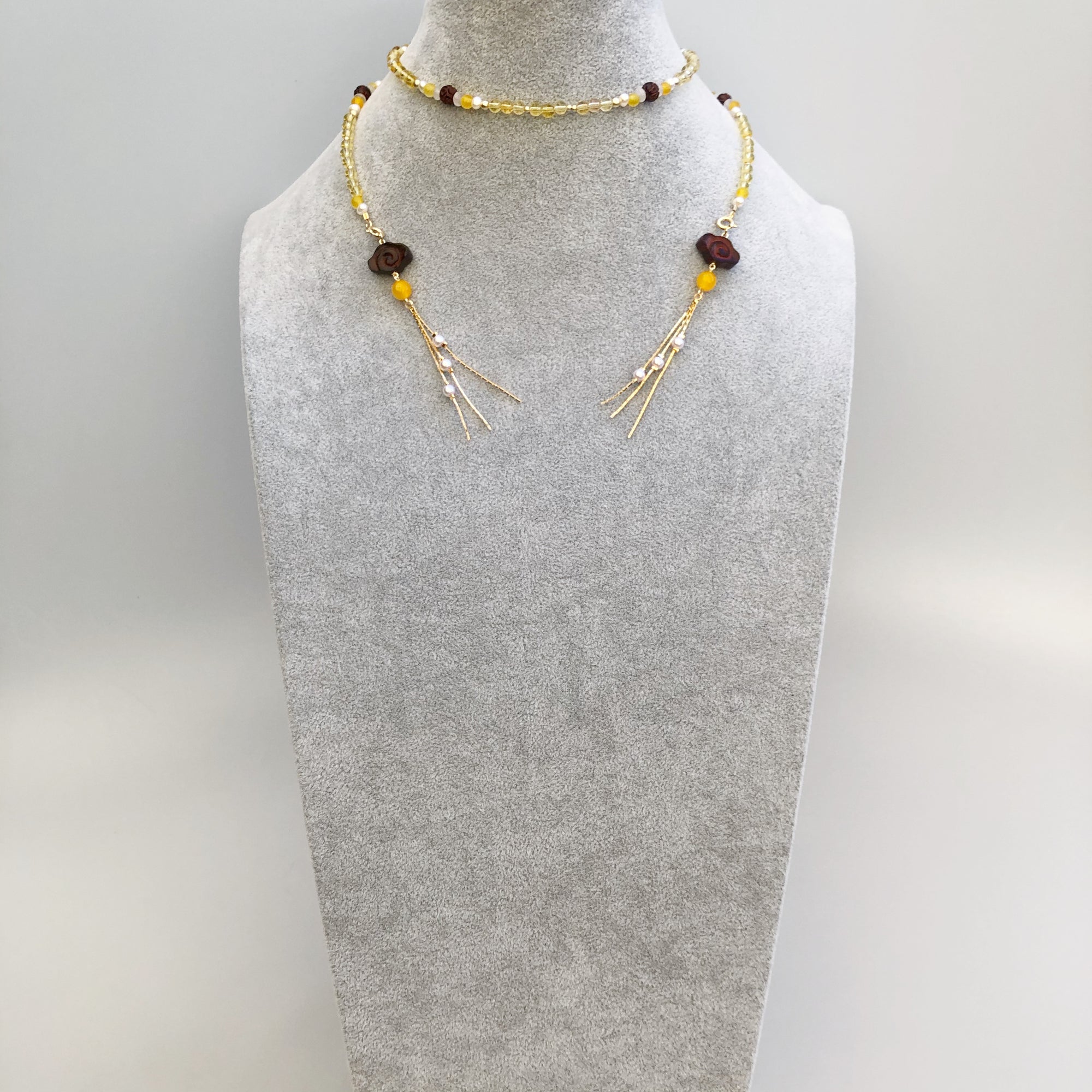 Multi-style Yellow Crystal Lariat Necklace Set - Yun Boutique