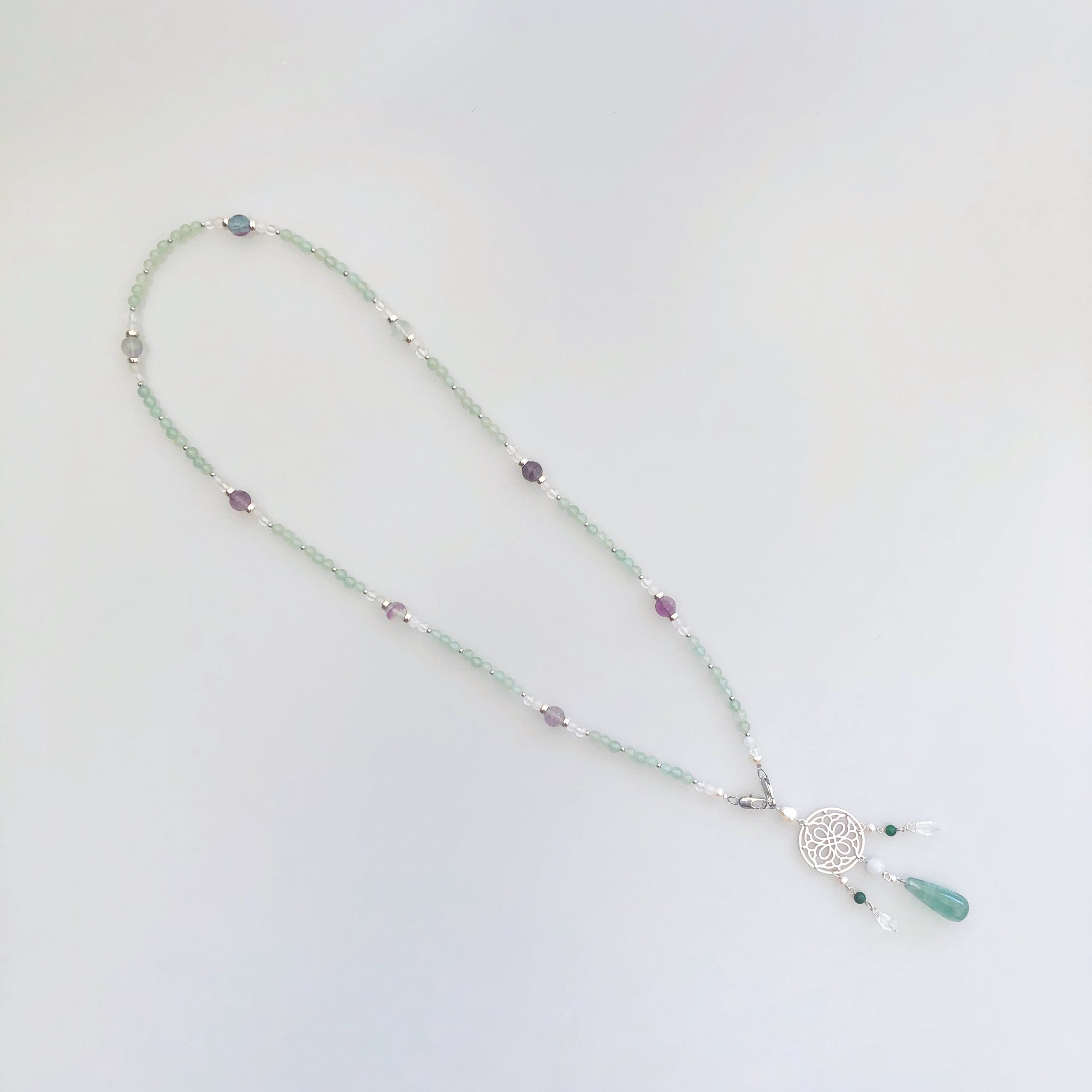 Multi-style Aventurine Lariat Necklace Set with Moonstone Tassels