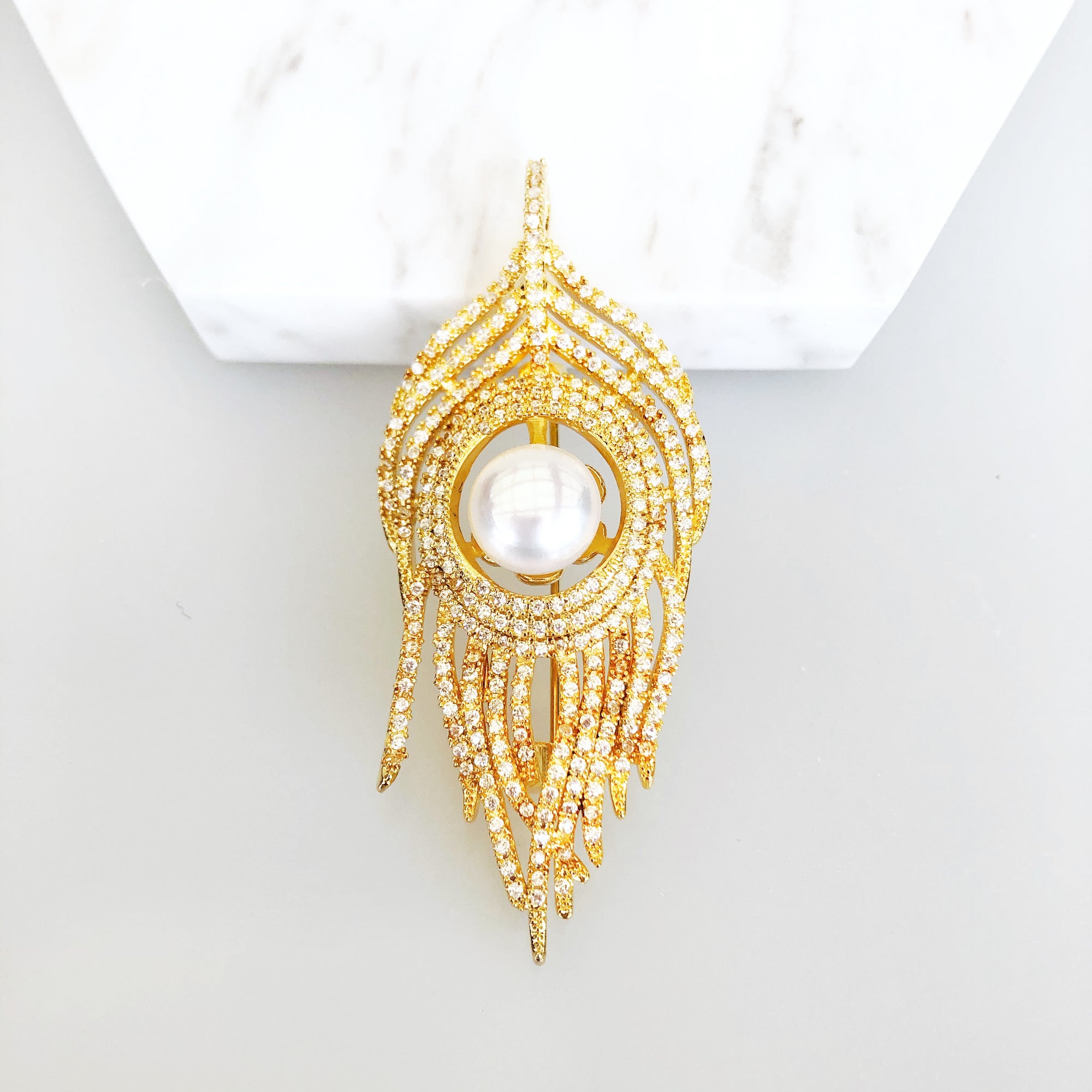 Gold Plated Phoenix Zircon Brooch Pendant