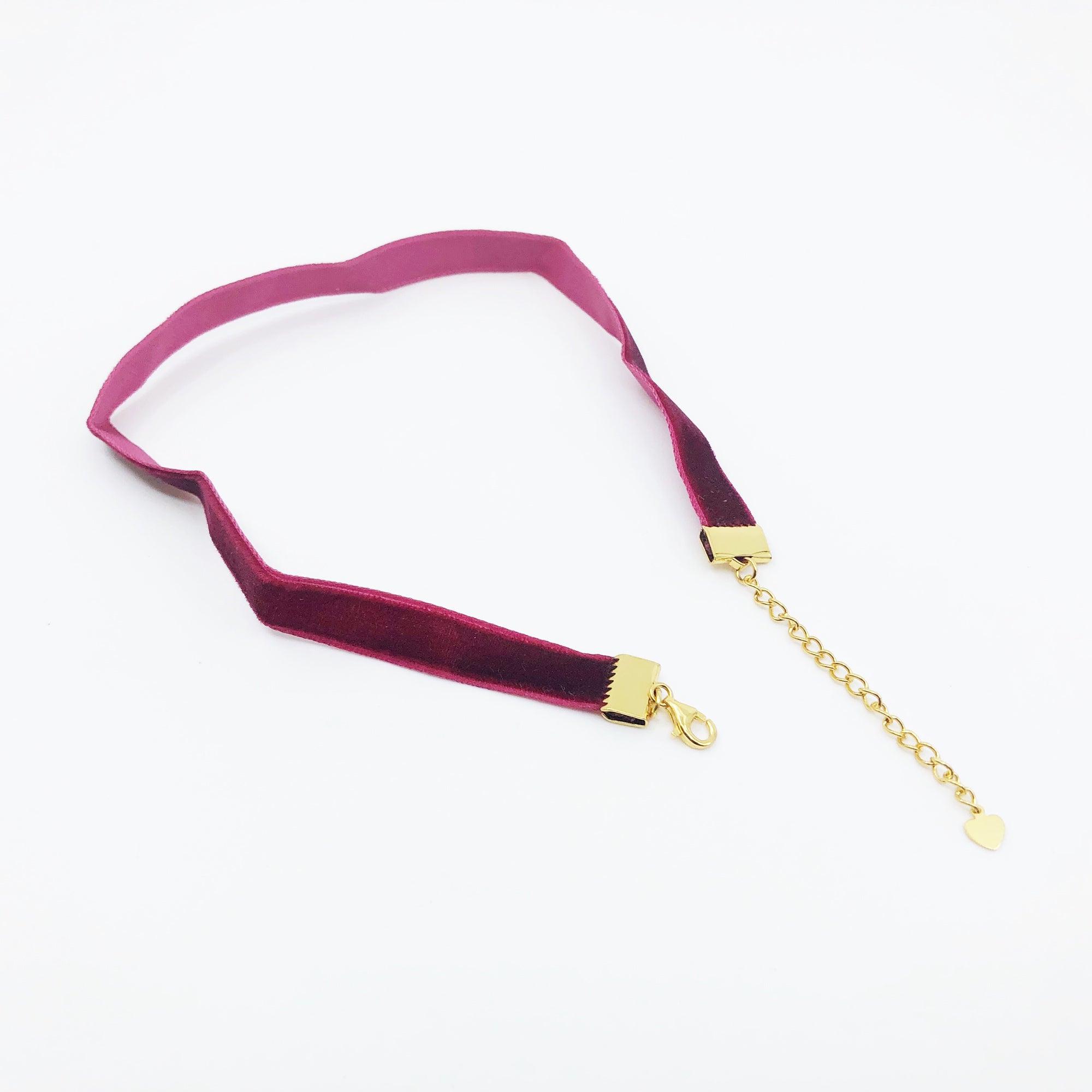 Ruby Red Velvet Choker Necklace with Adjustable Chain - Yun Boutique