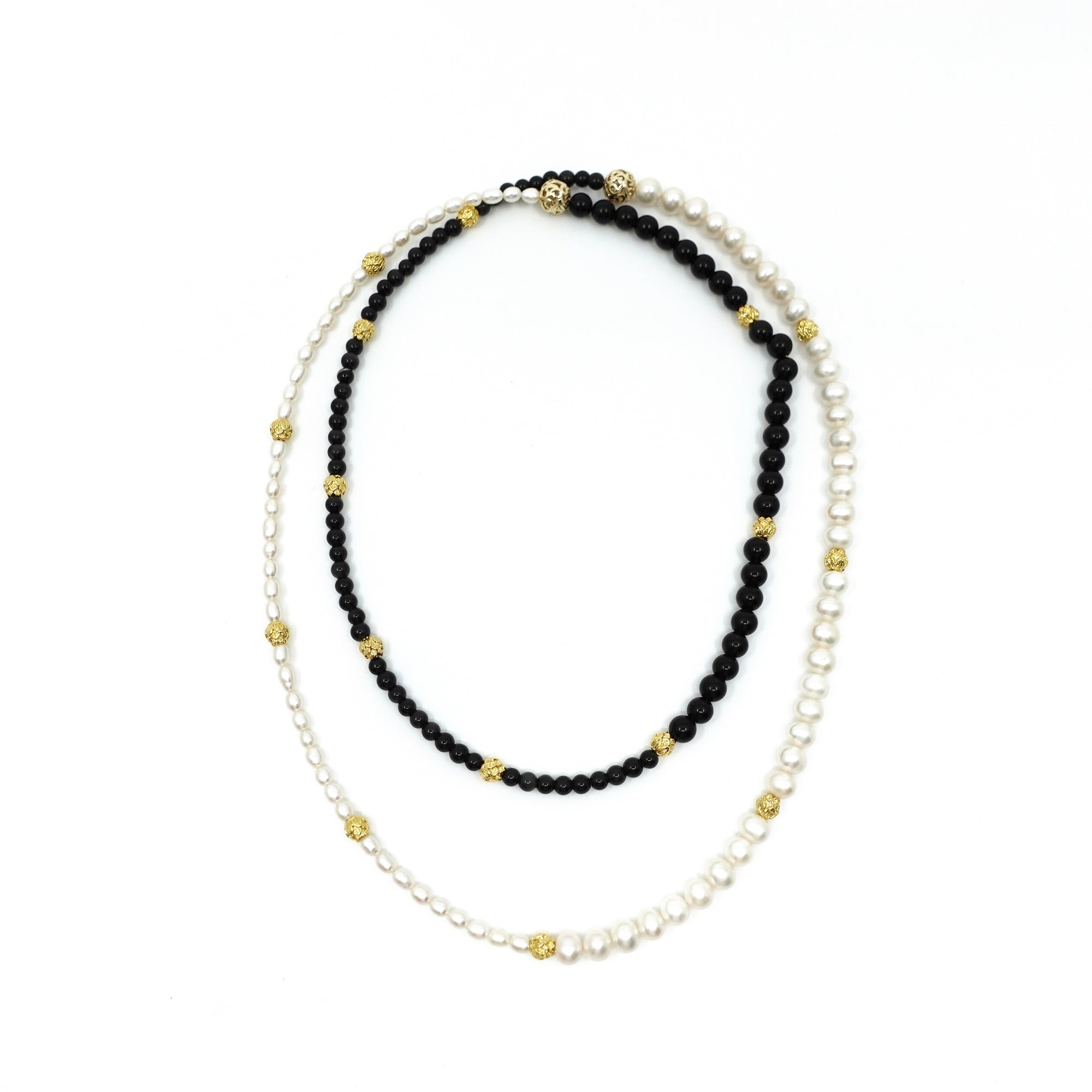 Return to Origin Pearl and Obsidian Opera Necklace - Yun Boutique