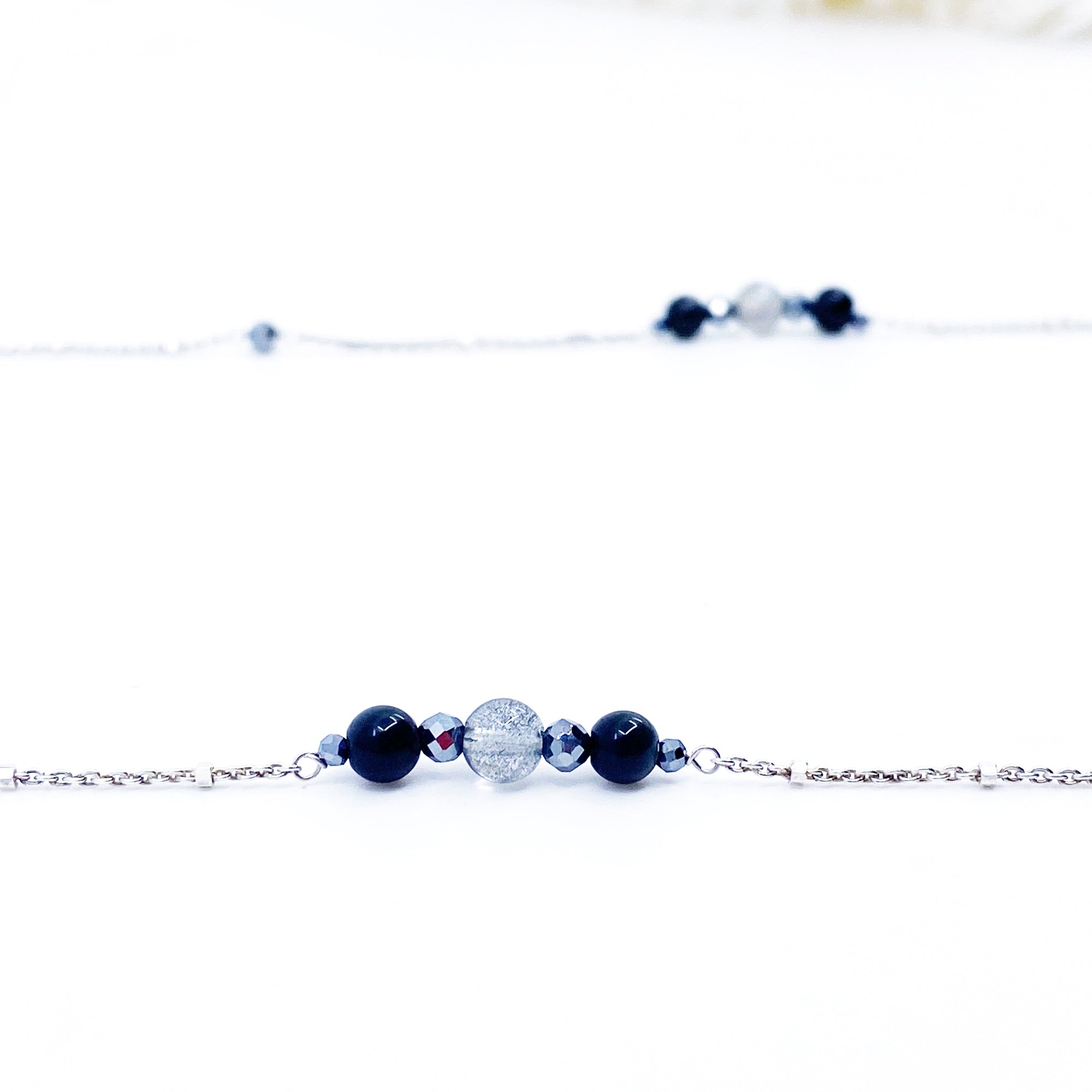 Yun Boutique The Nine Grey Gemstone Necklace in Sterling Silver