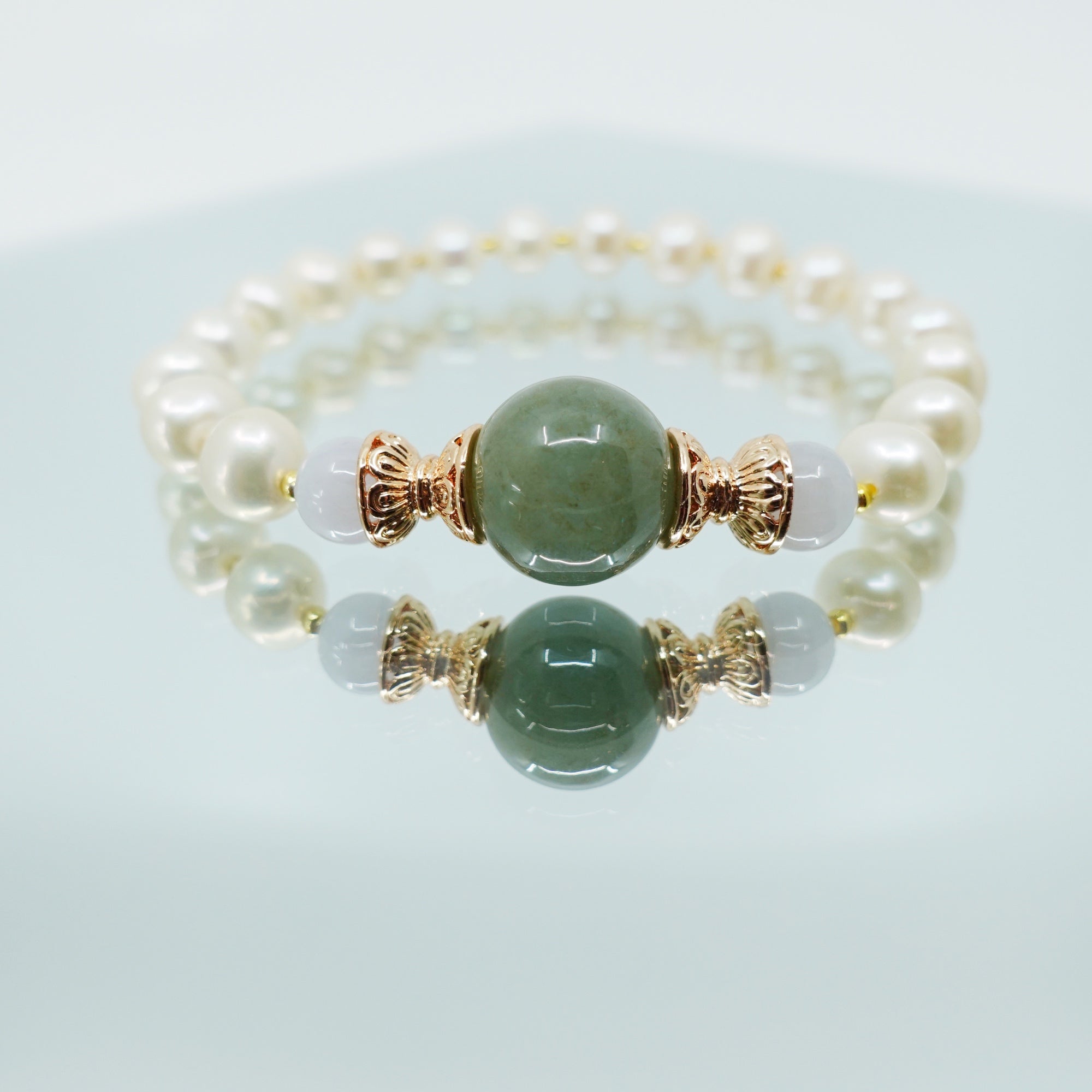 Fresh Water Pear and Jadeite Bracelet 16cm - Yun Boutique