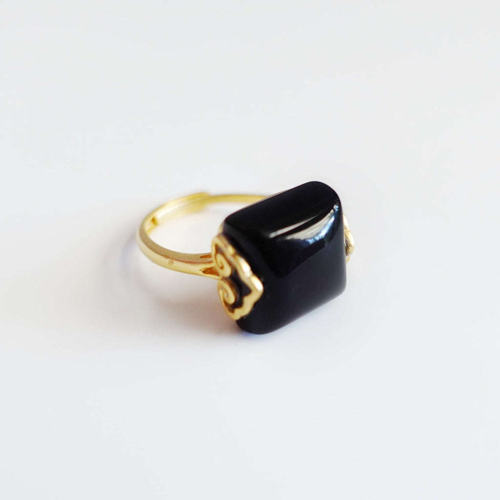 Gold obsidian deals ring