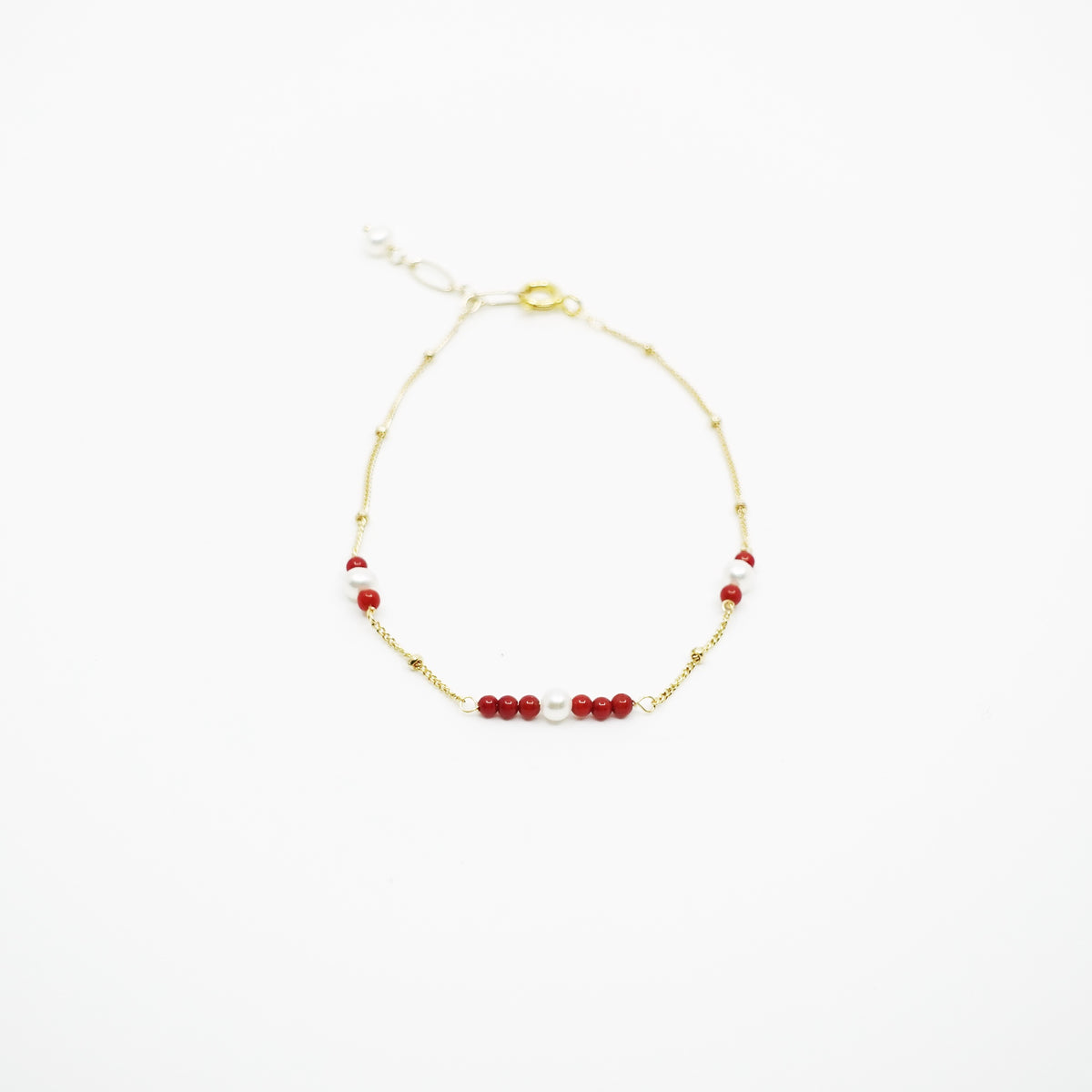 Gold Filled Red Coral and Seed Pearl Bracelet - Yun Boutique