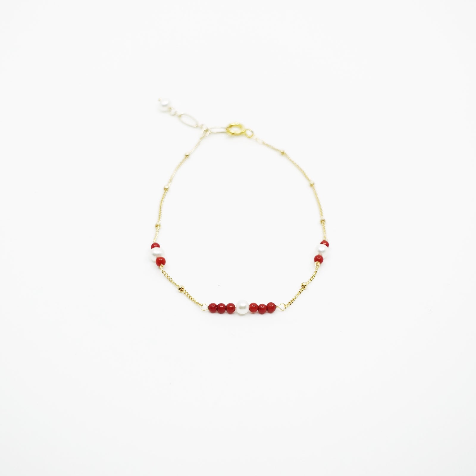 Gold Filled Red Coral and Seed Pearl Bracelet - Yun Boutique