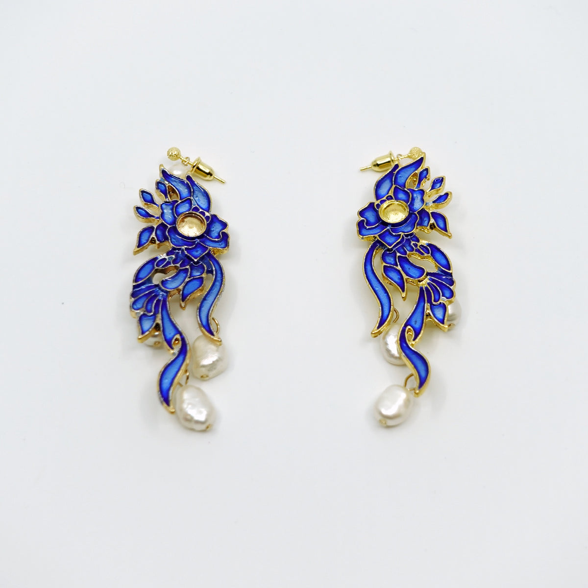 Imitate Kingfisher Enamel Statement Earrings - Yun Boutique