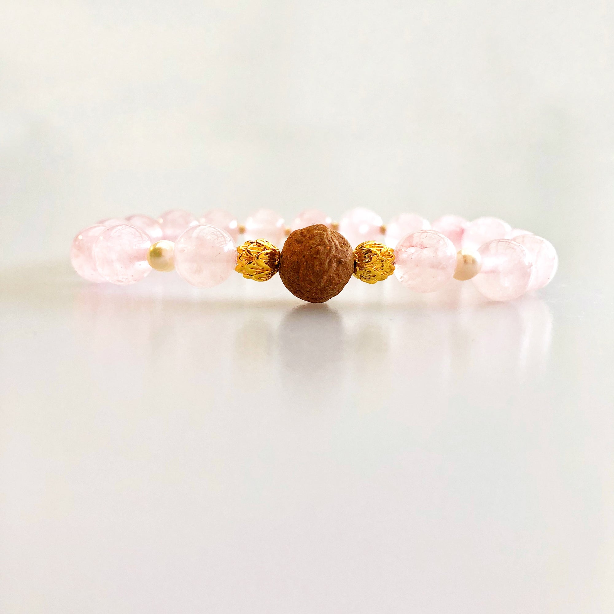 Beaded Rose Quartz Herbal Bracelet