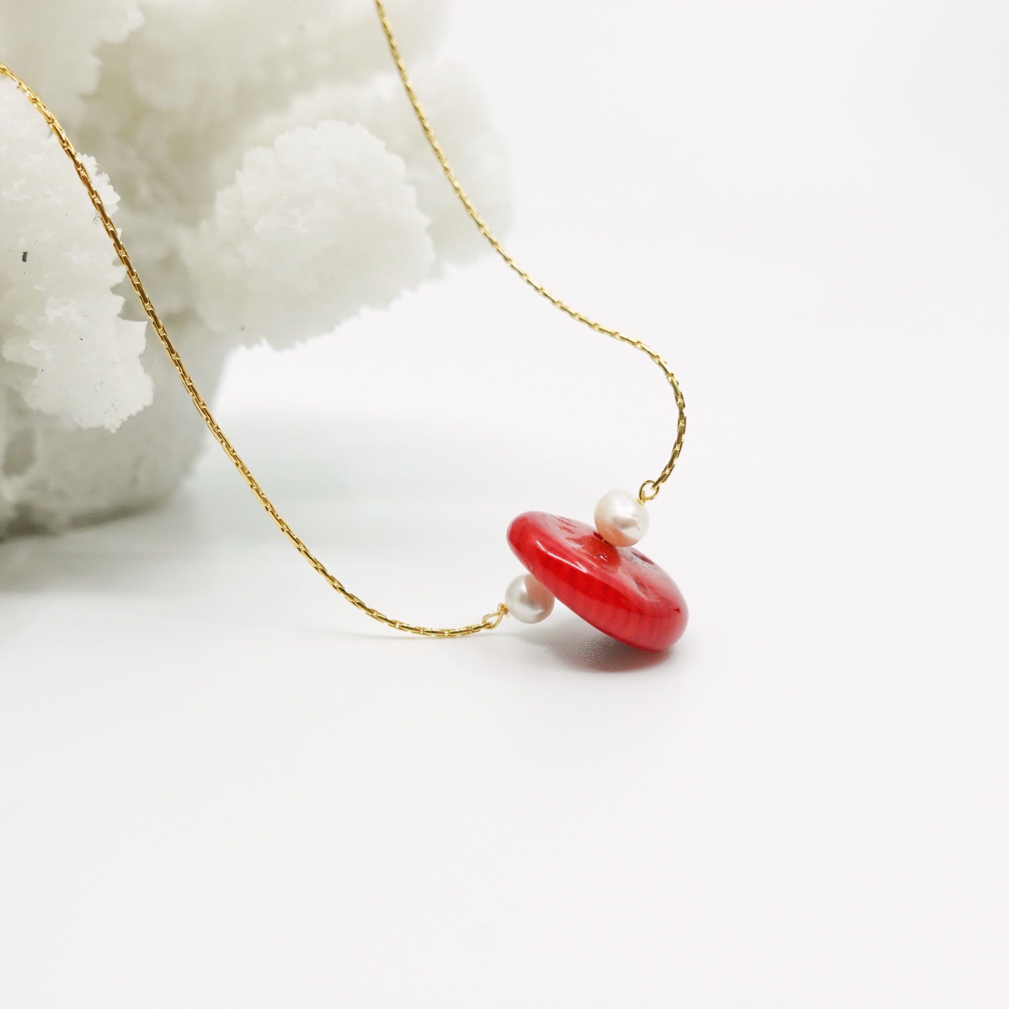 Gold Filled Red Coral Anklet - Yun Boutique