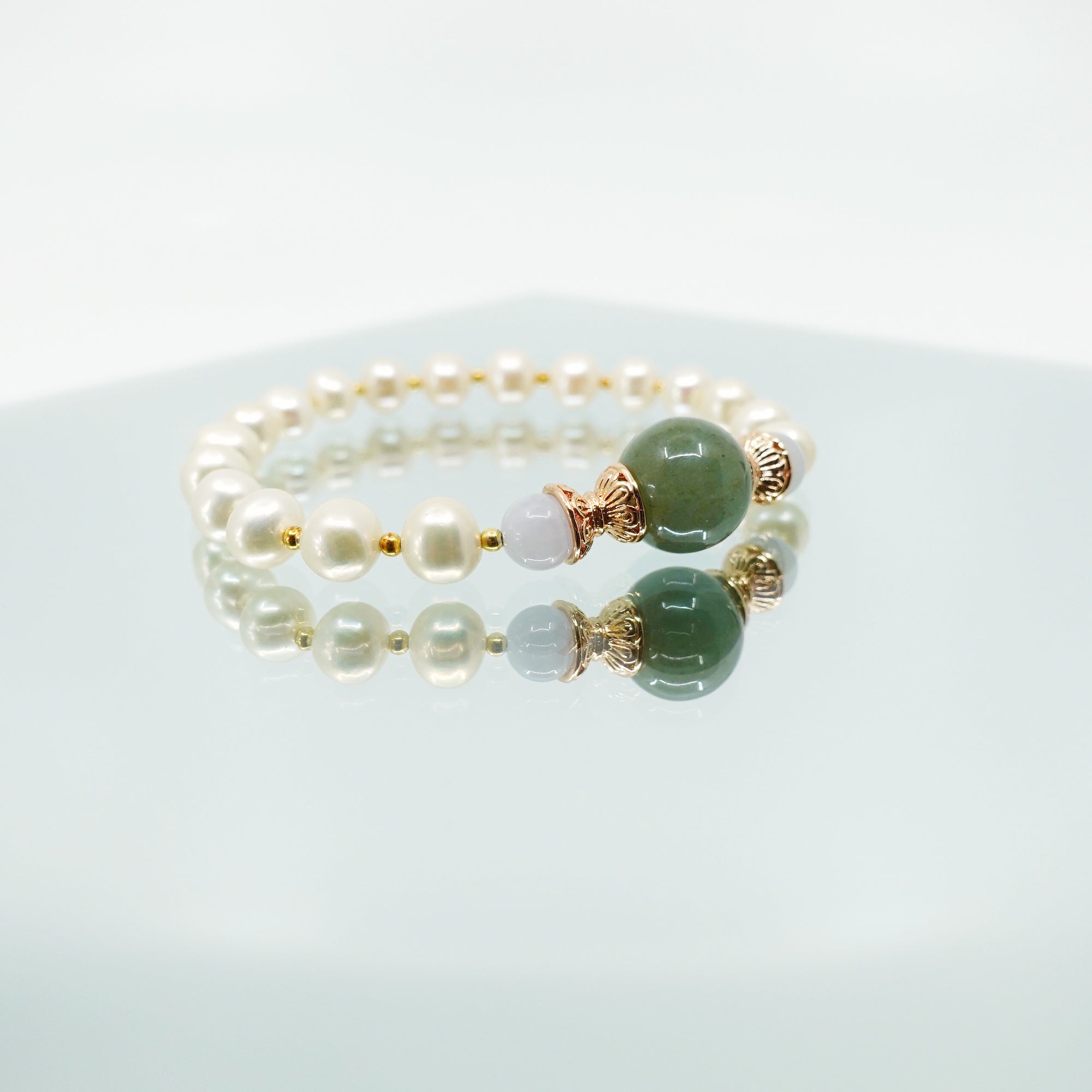 Fresh Water Pear and Jadeite Bracelet 16cm - Yun Boutique