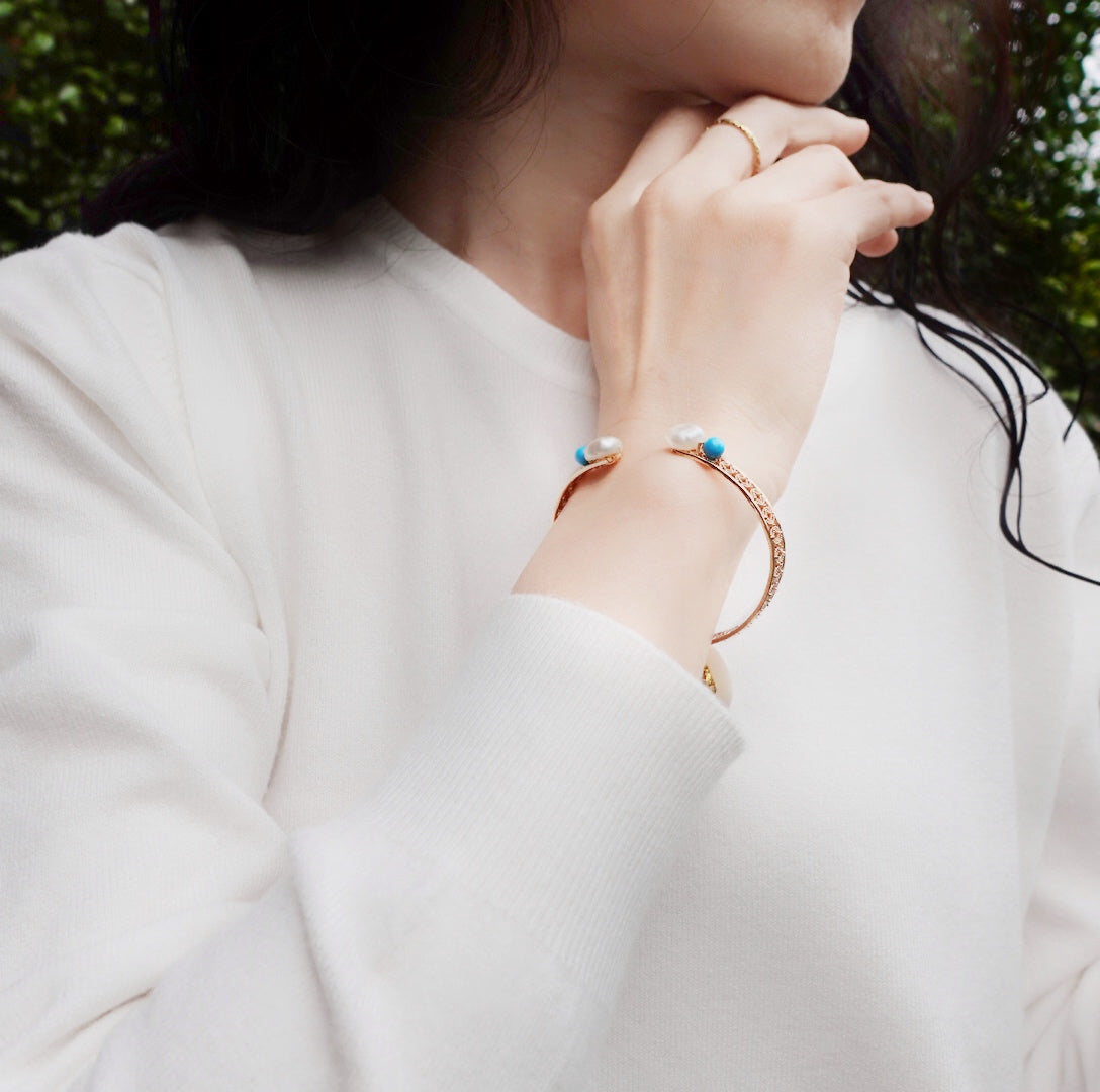 Memory of Ancient Kingdom Bangle Bracelet Turquoise - Yun Boutique