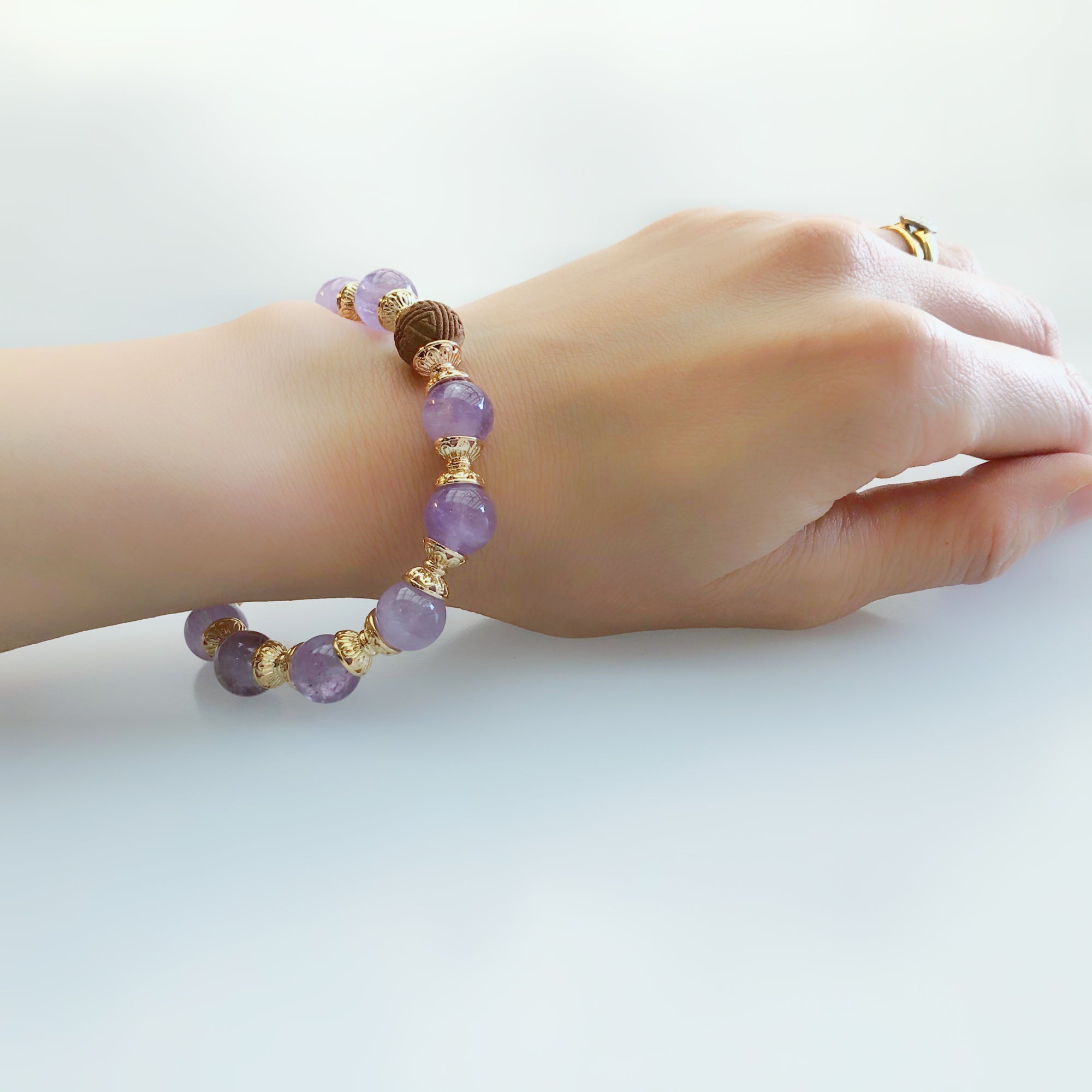 Beaded Herbal Amethyst Bracelet 10mm - Yun Boutique