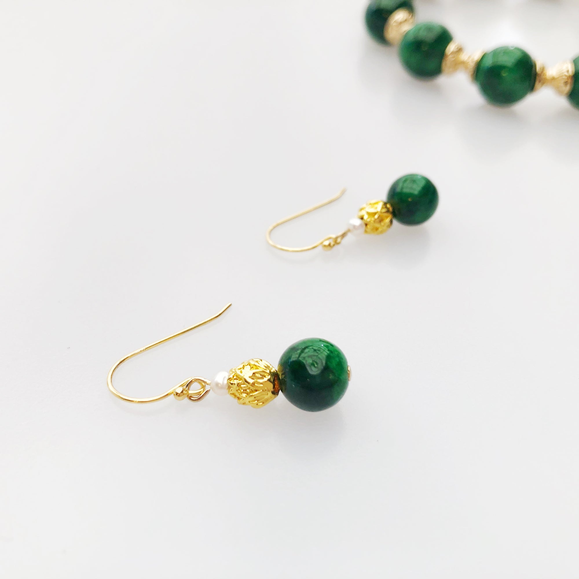 Gold Jadeite Lotus Earrings