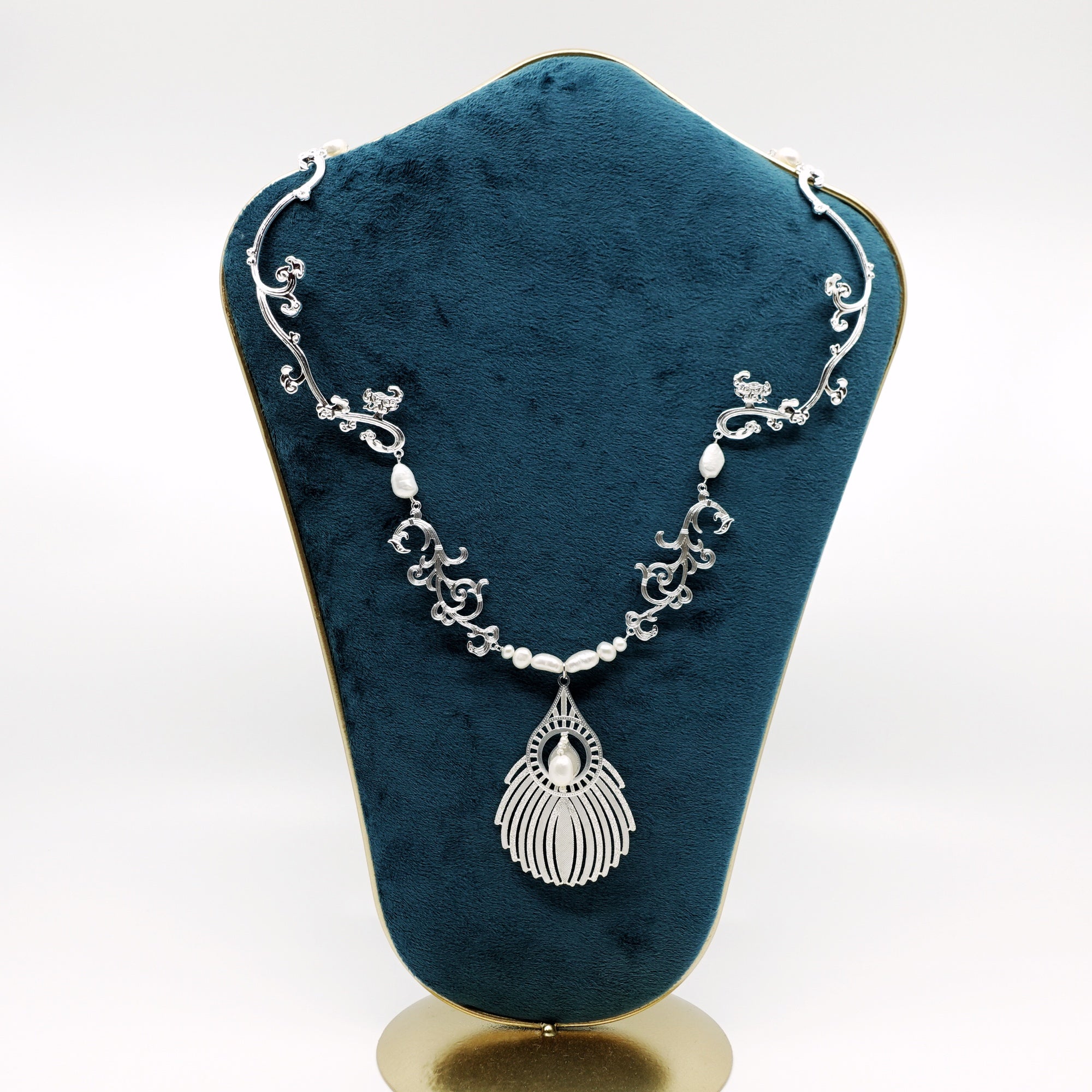 Silver Phoenix Feather Statement Necklace - Yun Boutique