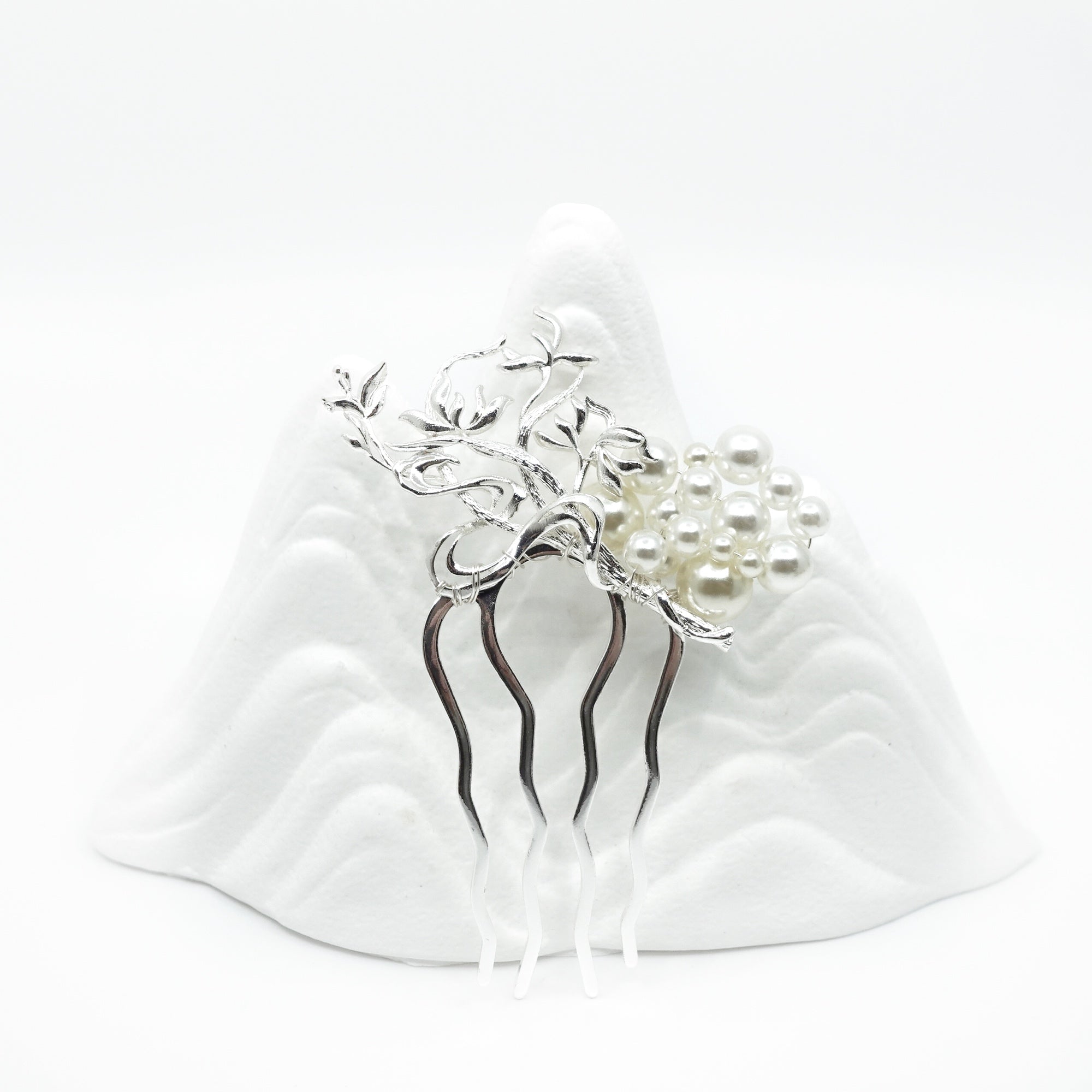 Divine Lotus Hair Comb Silver - Yun Boutique