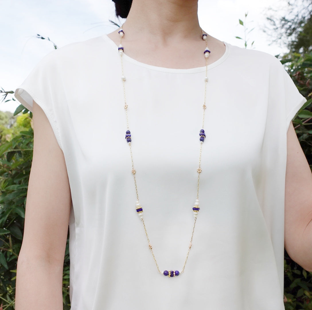 Yun Boutique The Nine Lapis and Pearl Long Necklace