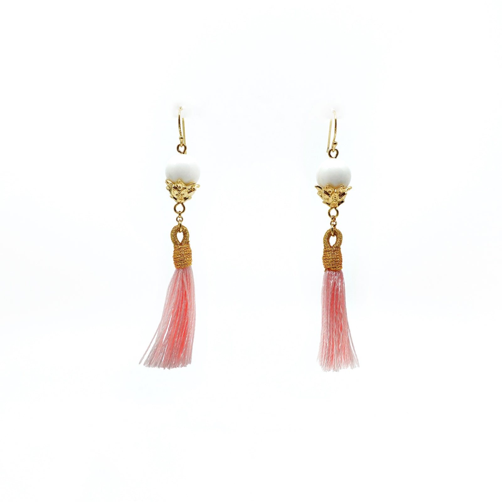 Little Lotus Silk Tassel Earrings - Pink - Yun Boutique