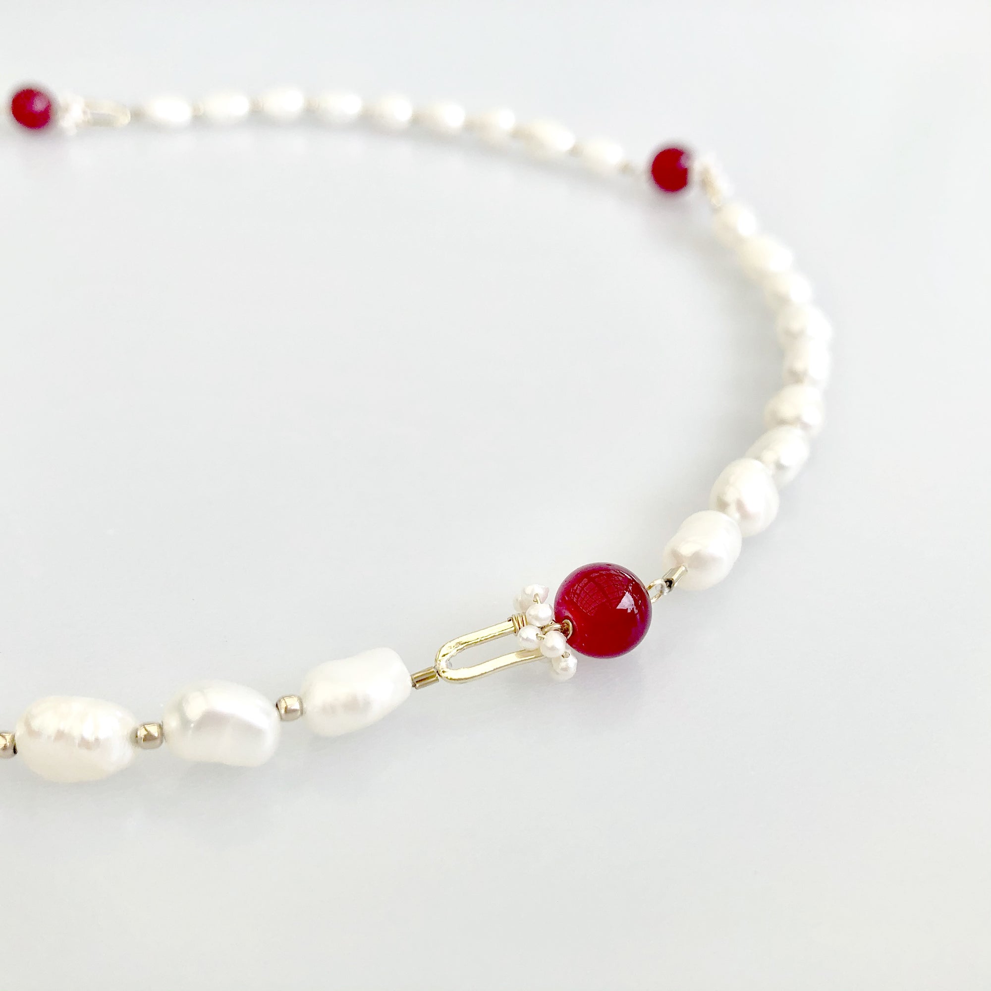 Multi-style Baroque Pearl Lariat Necklace Red Tassel Set - Yun Boutique