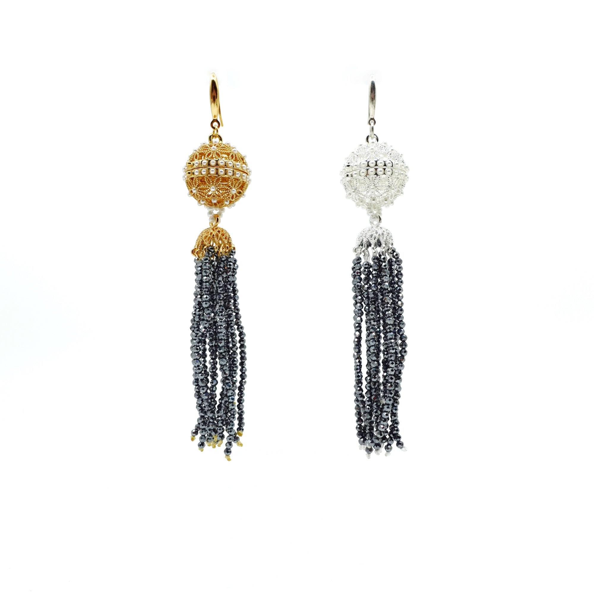 Herbal Locket Crystal Tassel Earrings - Terahertz Stone - Yun Boutique