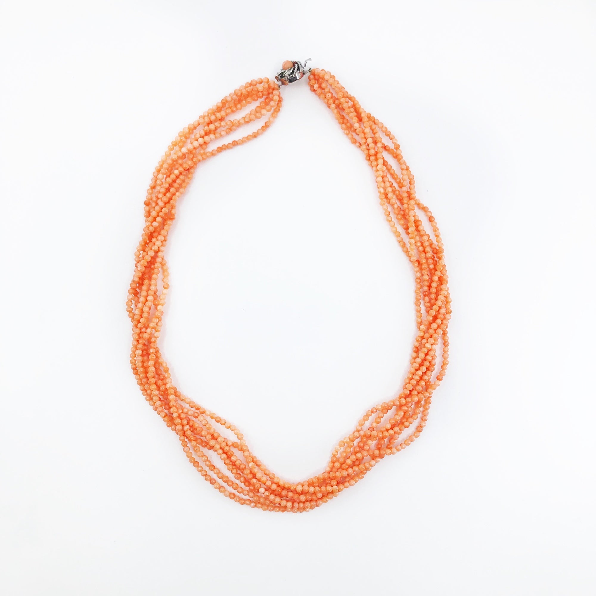 Yun Boutique Multistrand Fine Orange Coral Necklace, gemstone necklace,	vintage necklace,	handmade necklace,	boho necklace,	coral necklace, 	multistrand necklace,	orange necklace,	classic necklace,	pink orange necklace,	Asian necklace,	chinese necklace,	vintage style,	bohemian necklace