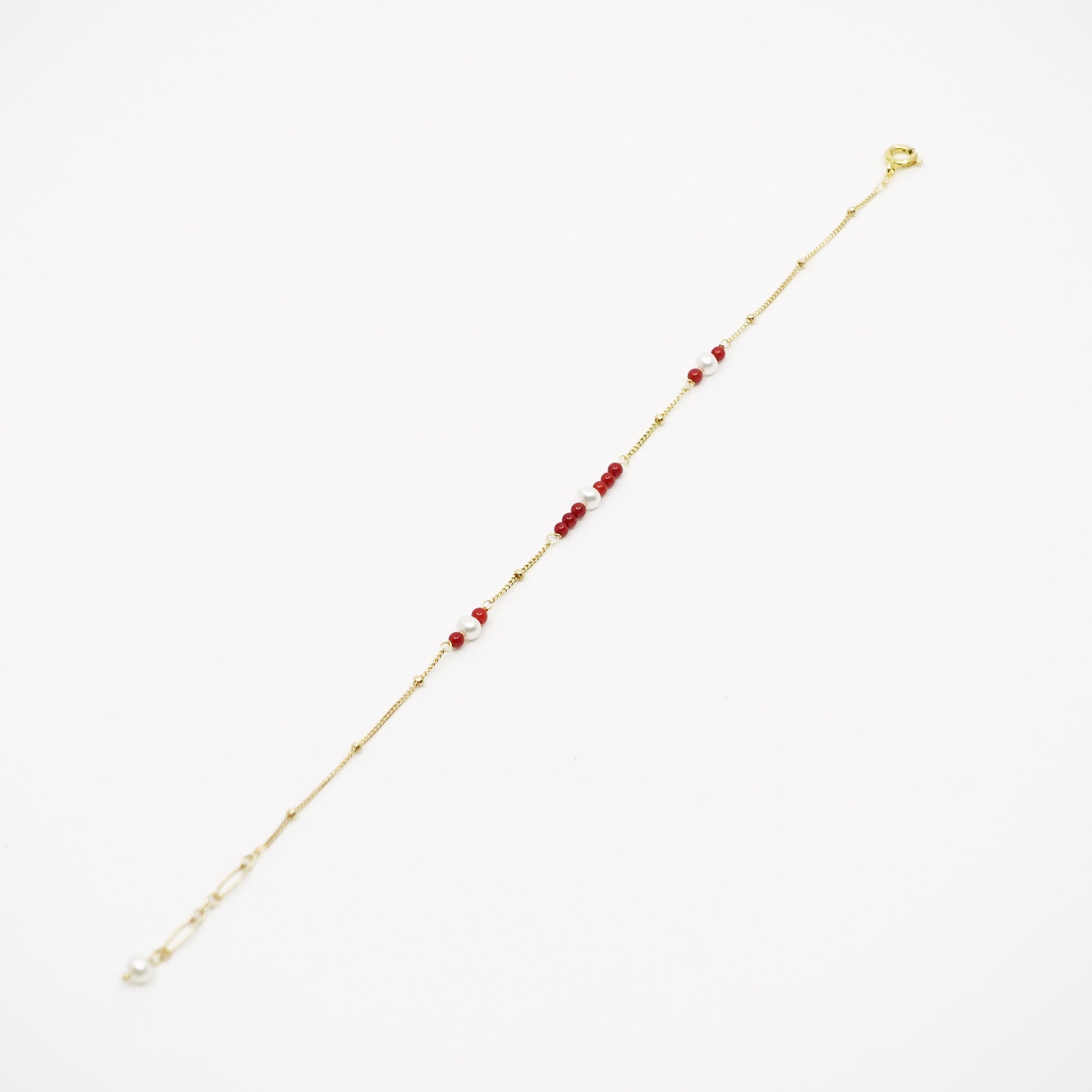 Gold Filled Red Coral and Seed Pearl Bracelet - Yun Boutique