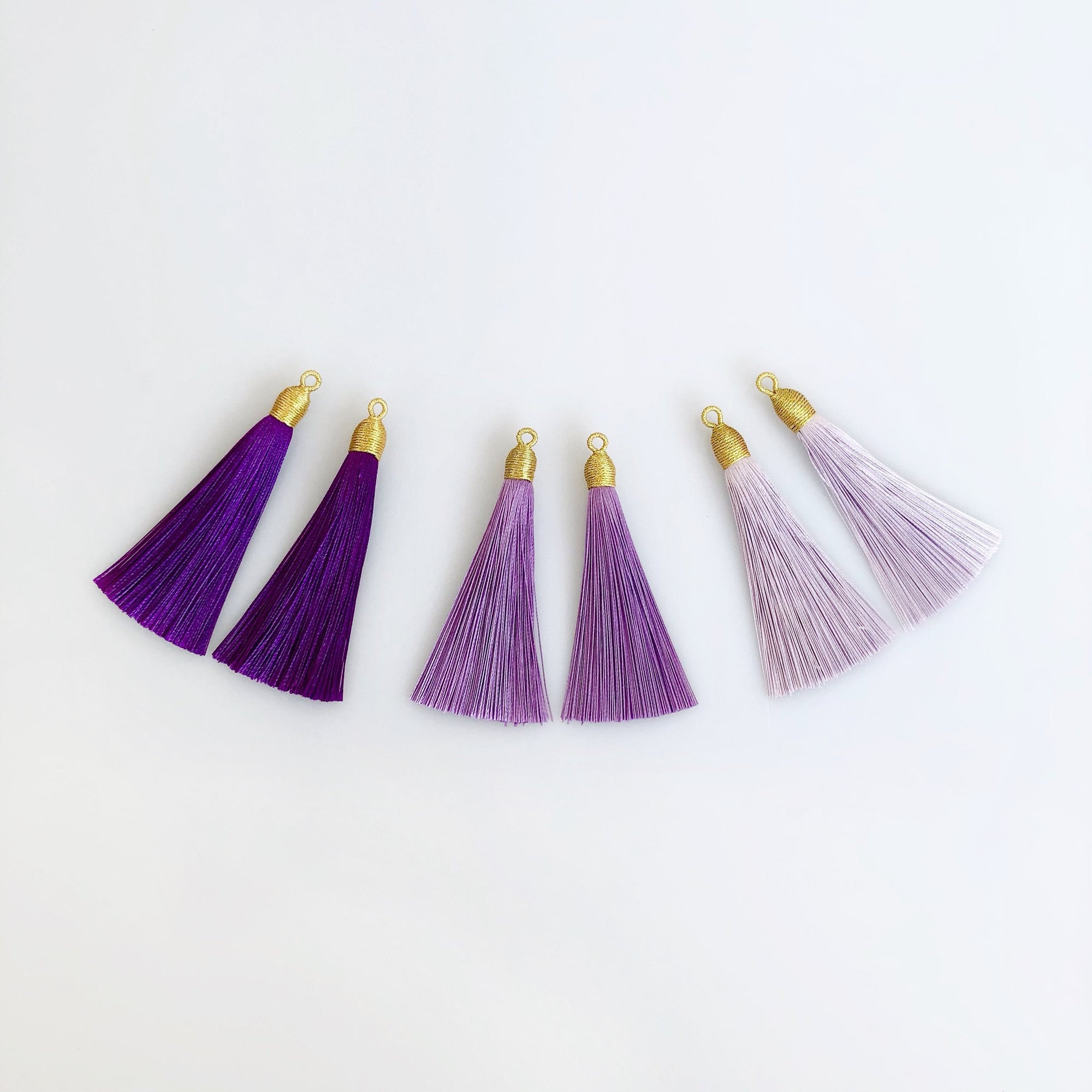 Large Baroque Pearl Deep Purple Silk Tassel Earrings