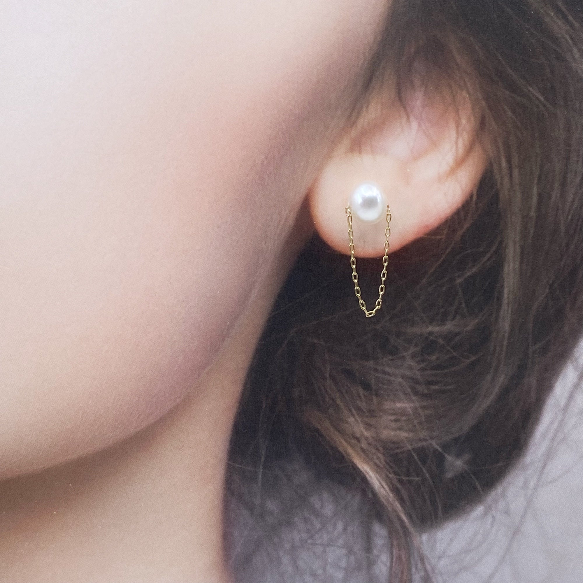 Pearl Dangle Chain Stud Earrings - Yun Boutique