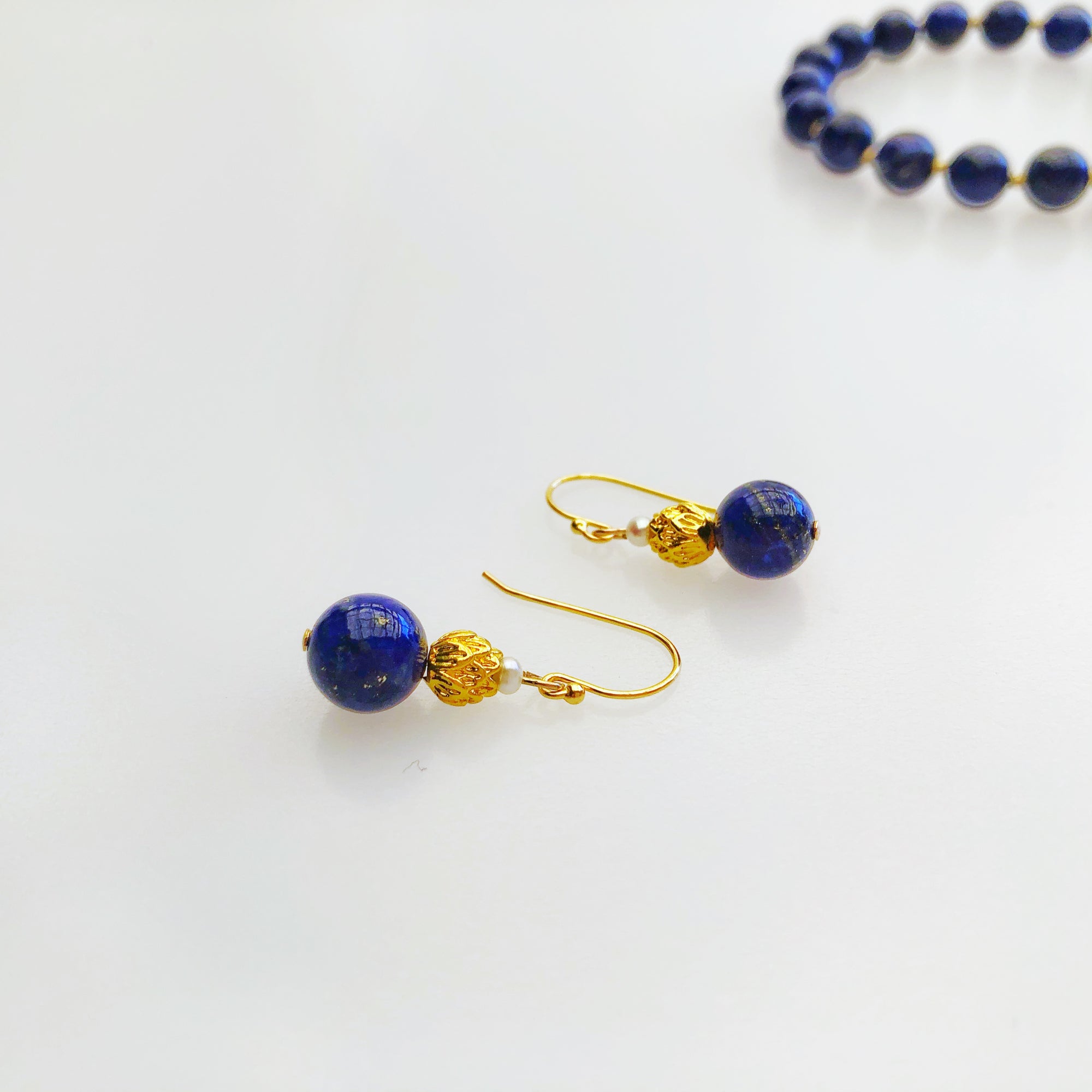 Lapis Lotus Earrings