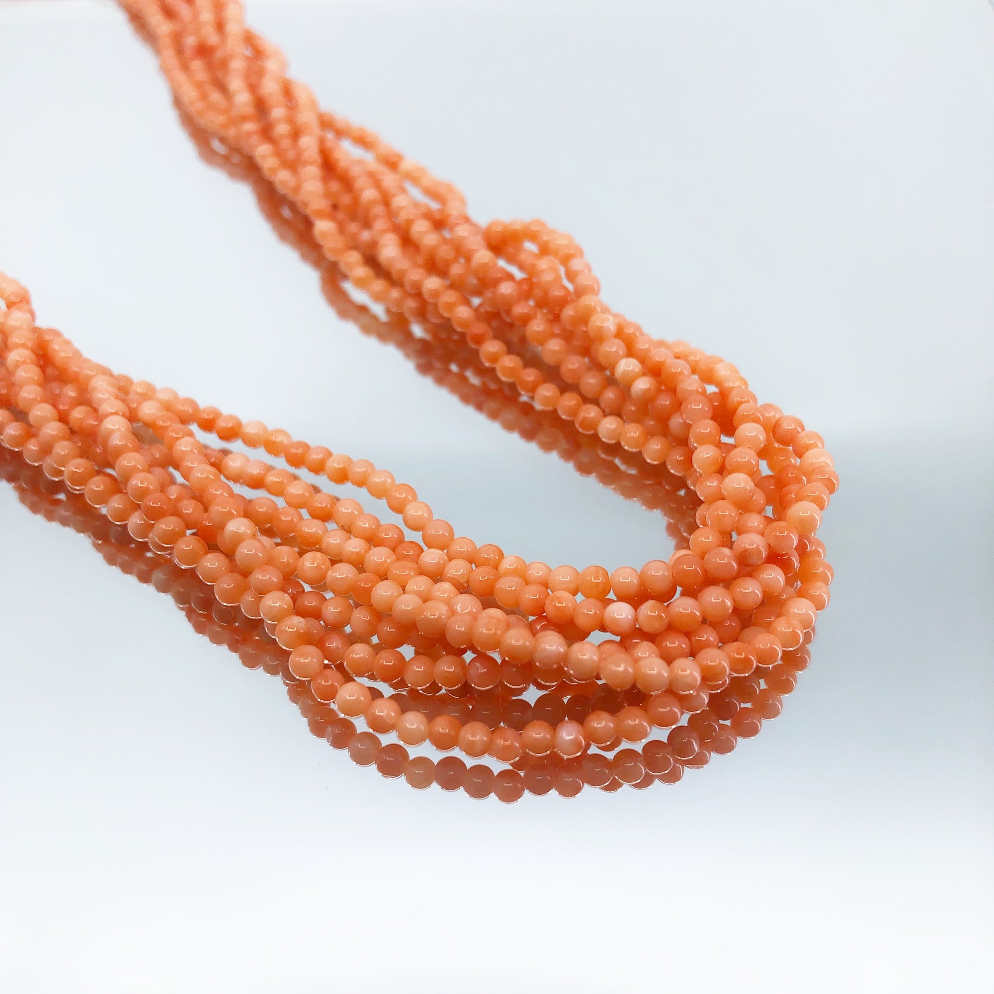 Yun Boutique Multistrand Fine Orange Coral Necklace, gemstone necklace,	vintage necklace,	handmade necklace,	boho necklace,	coral necklace, 	multistrand necklace,	orange necklace,	classic necklace,	pink orange necklace,	Asian necklace,	chinese necklace,	vintage style,	bohemian necklace