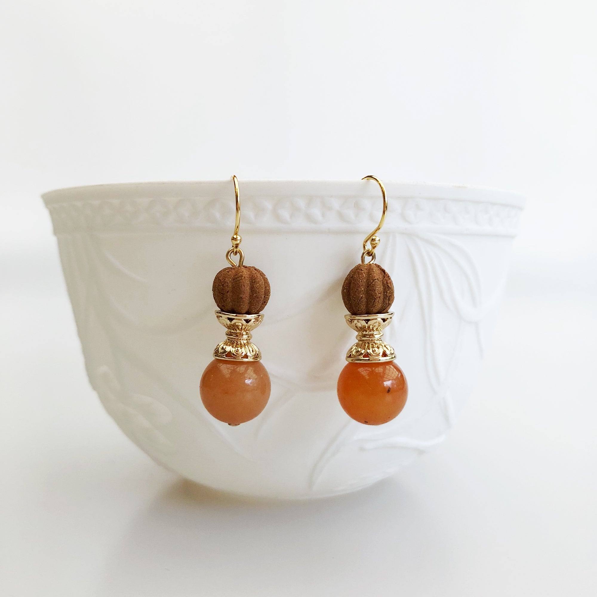 Orange Aventurine Herbal Earrings